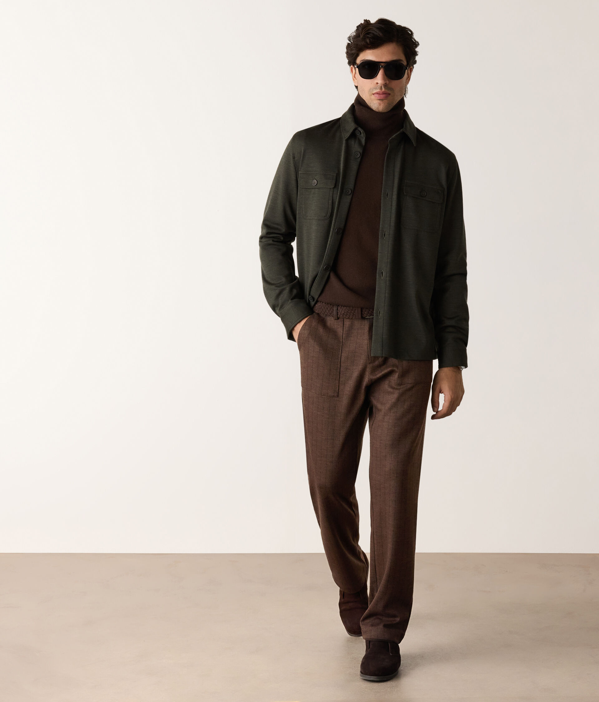 Herringbone wool worker trousers