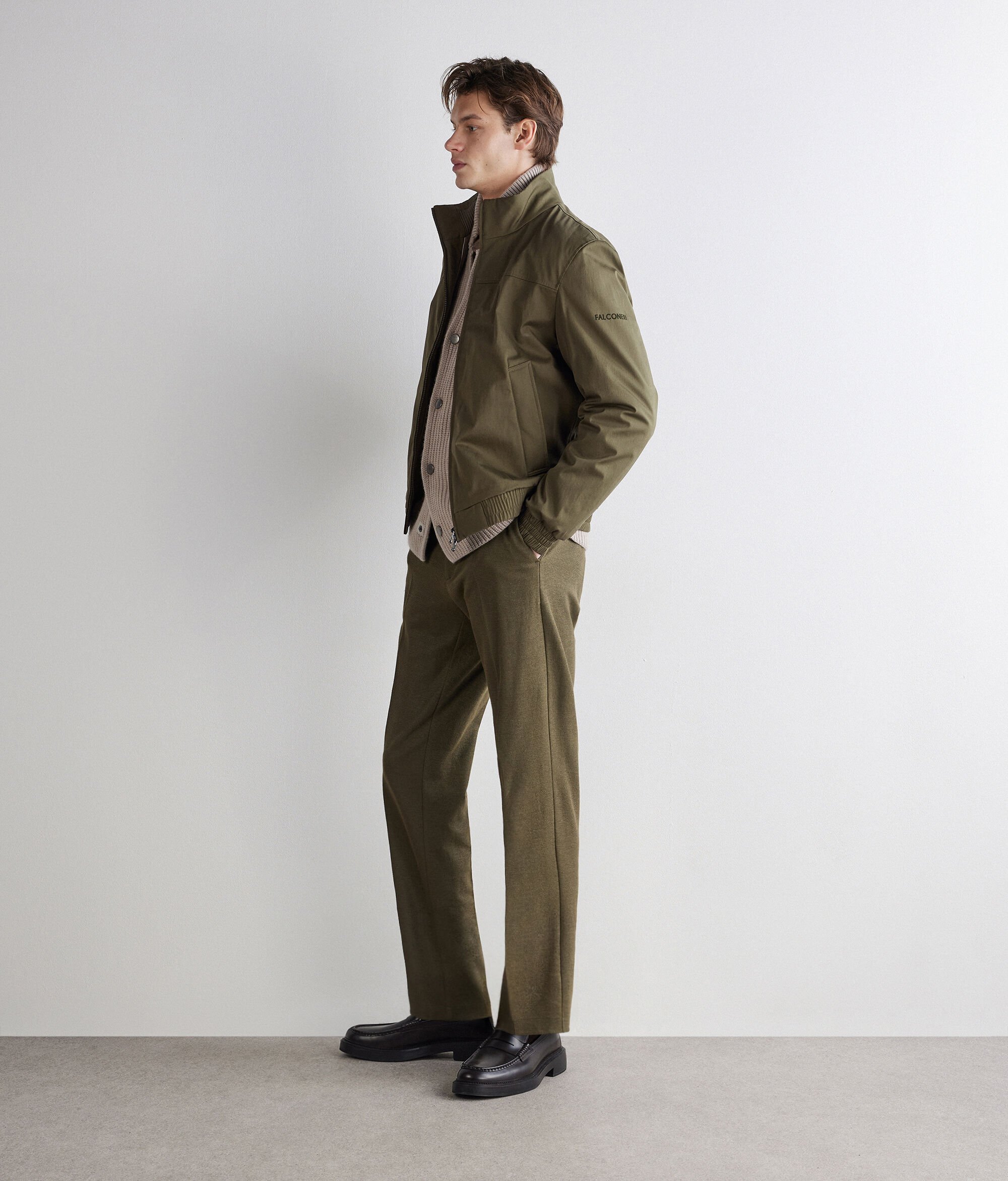 Geacă scurtă tehnică din bumbac și cașmir