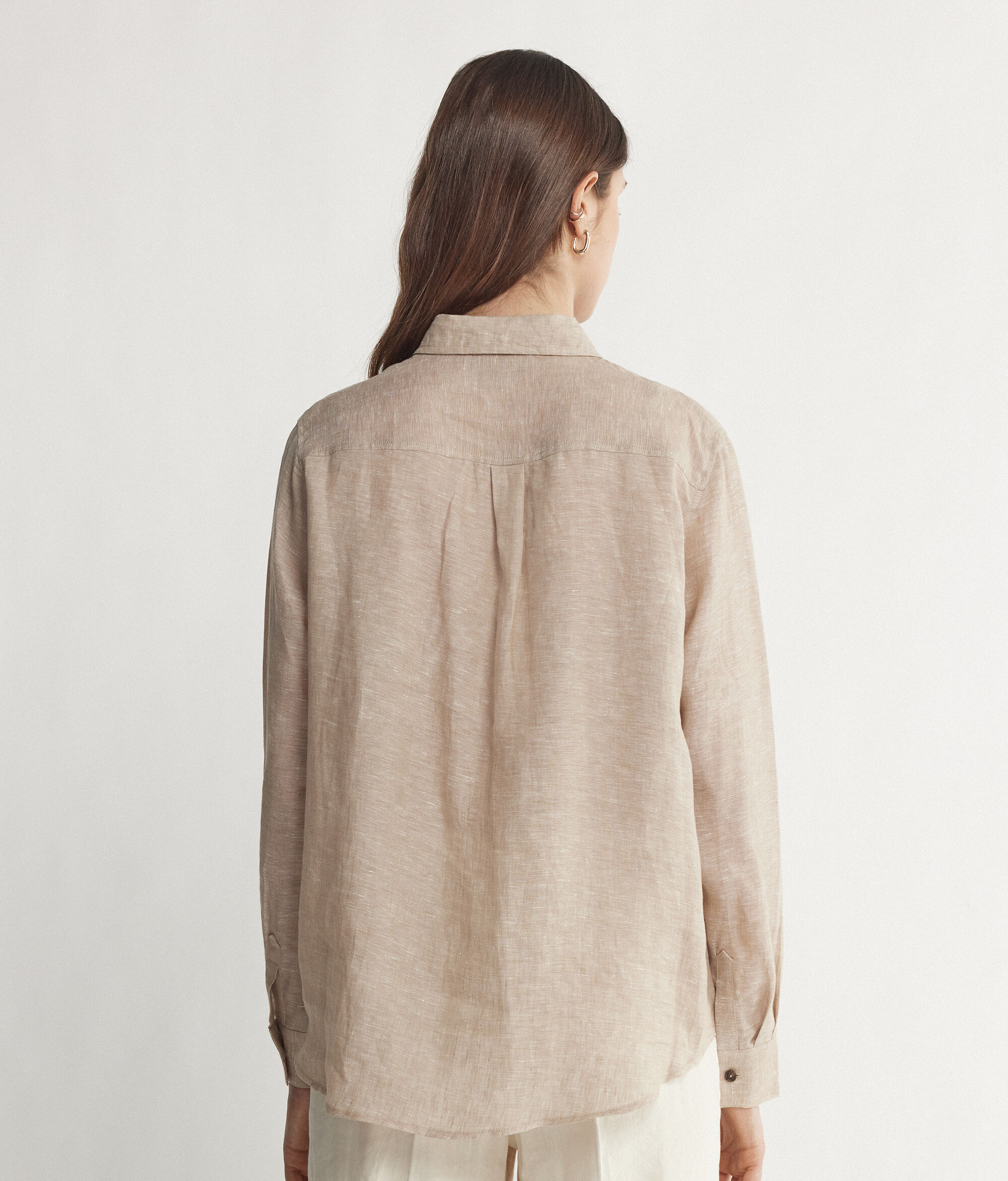 Long-Sleeved Linen Shirt