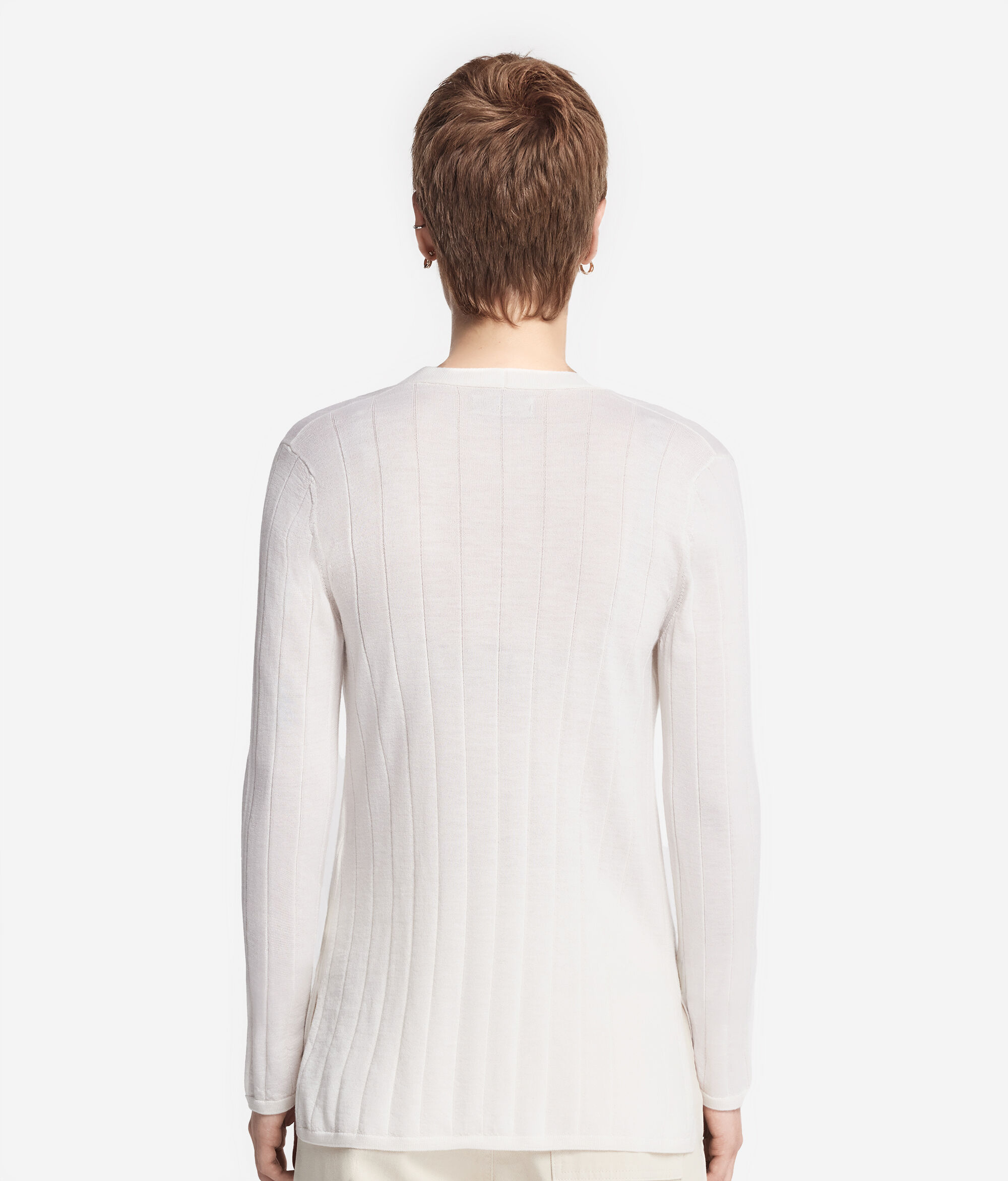 V-neck Wide Rib Ultrafine Cashmere Cardigan