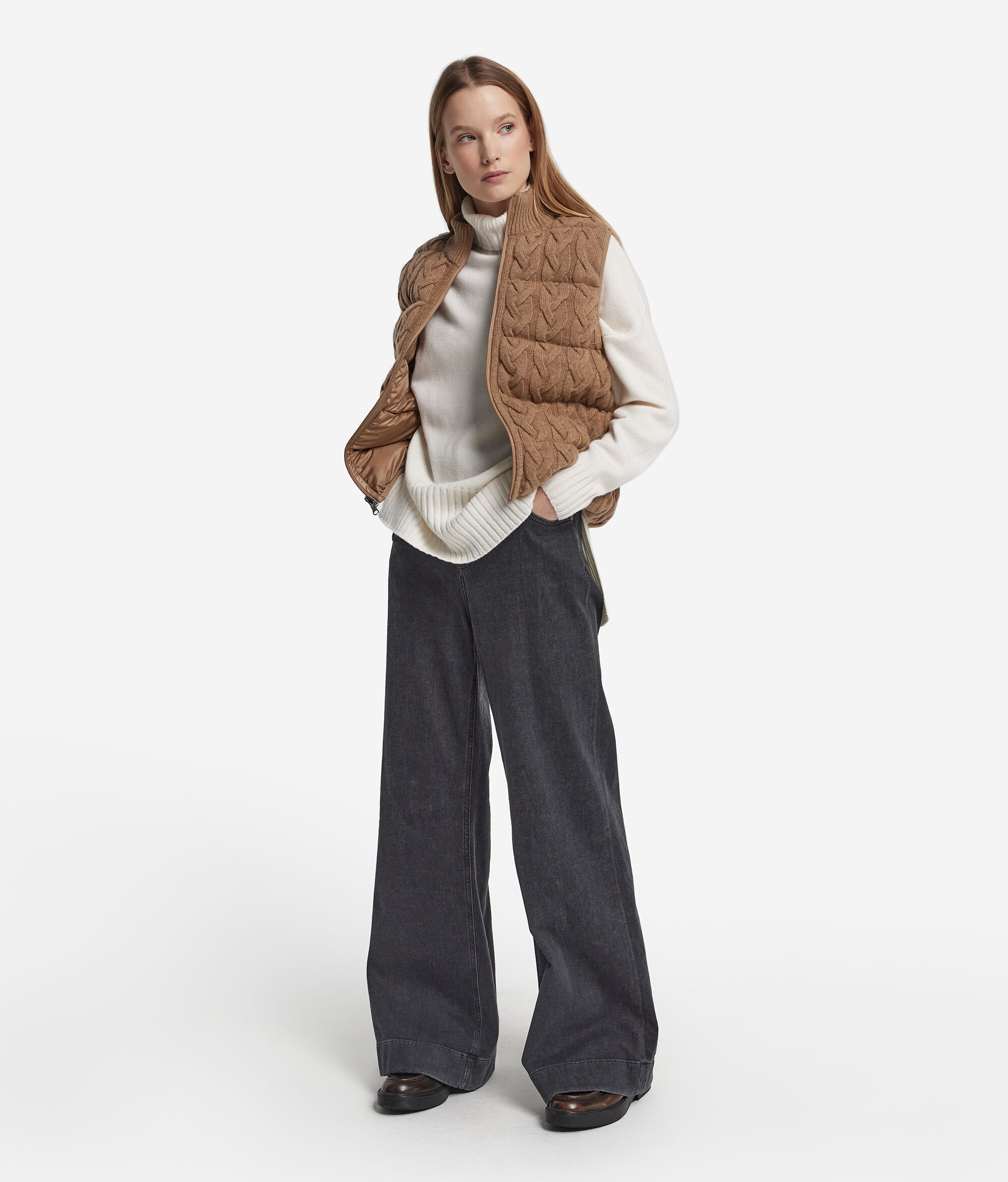 Reversible Cable-Knit Quilted Vest