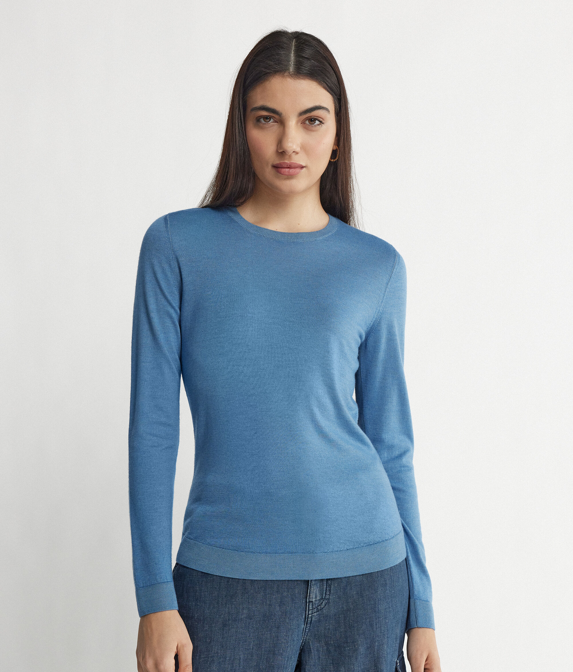 Camisola com Decote Redondo em Ultrafine Cashmere