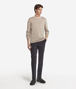 Herren-Rundhalspullover aus Seide und Baumwolle