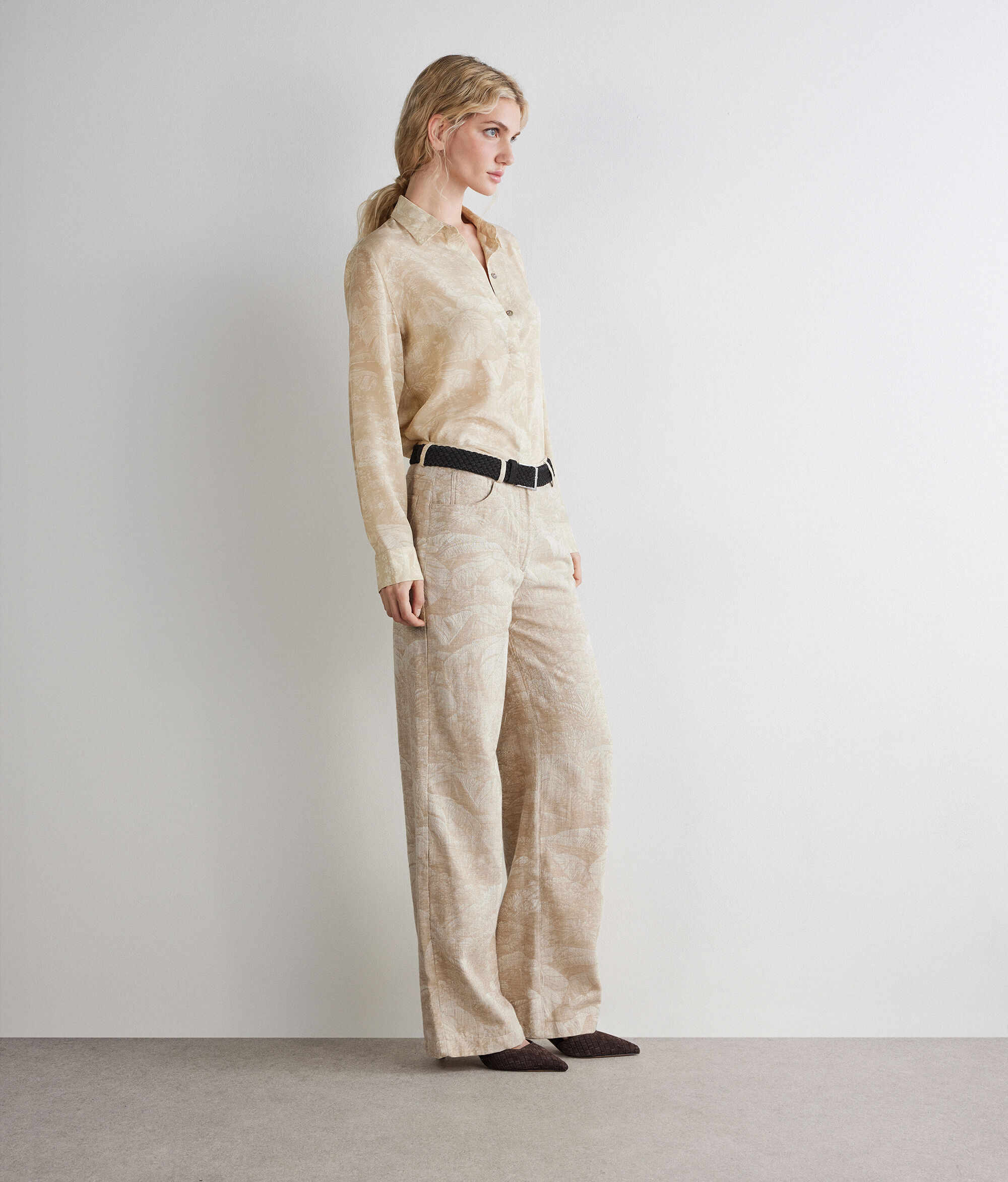 Printed Silk Collared Shirt