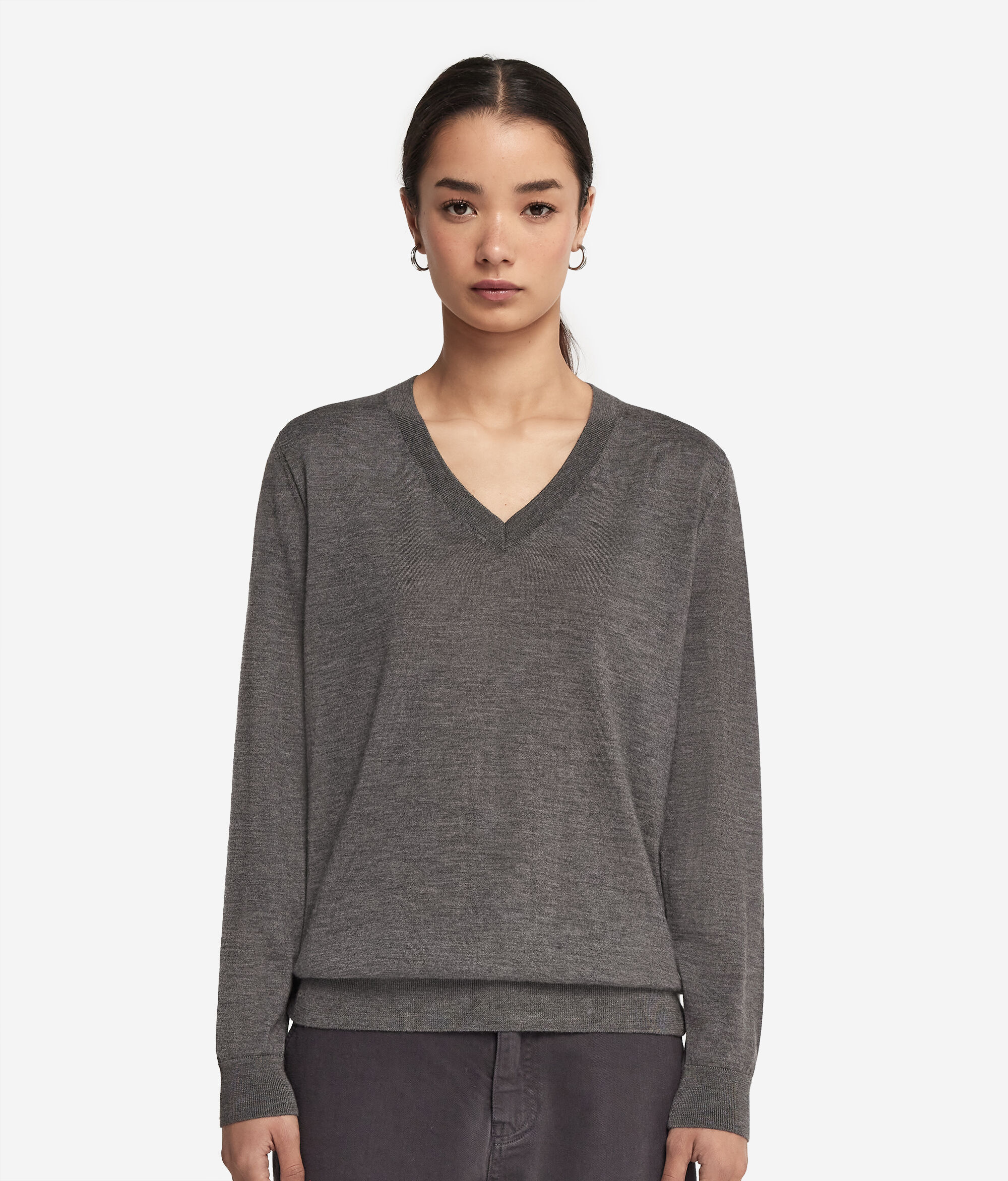 Camisola com Decote em V em Ultrafine Cashmere