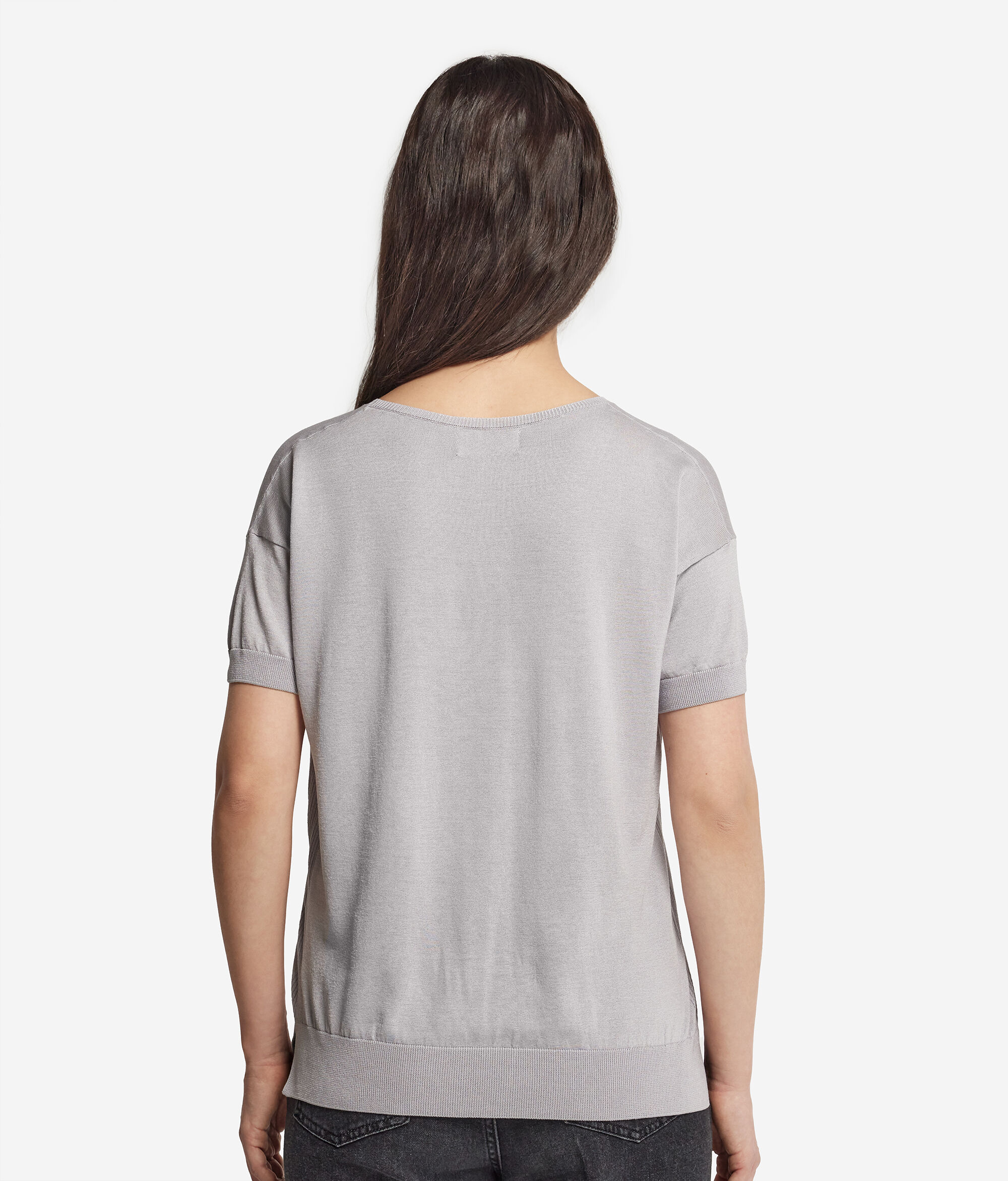 T-shirt à col rond en soie et coton