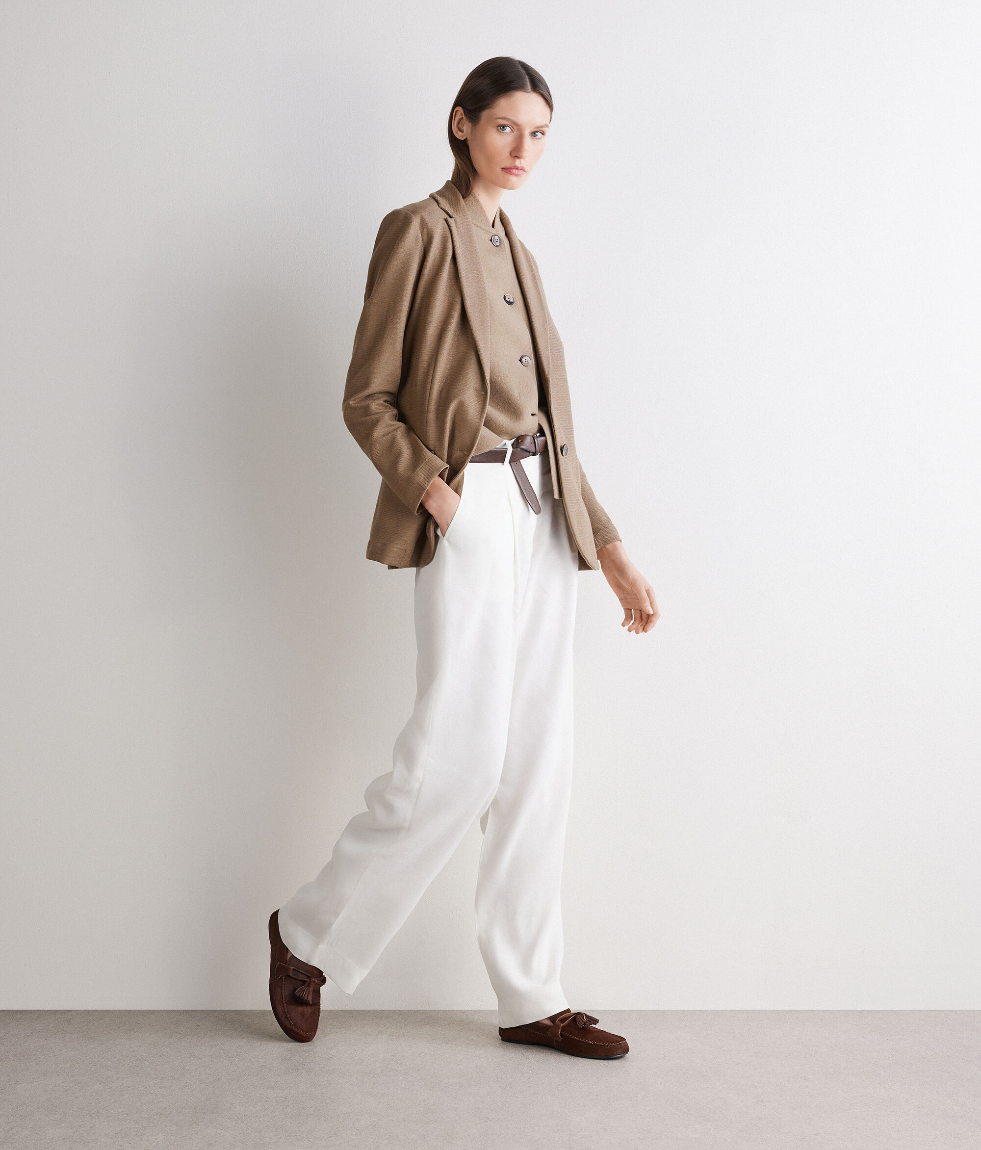 Σακάκι γκοφρέ από λινό και βαμβάκι