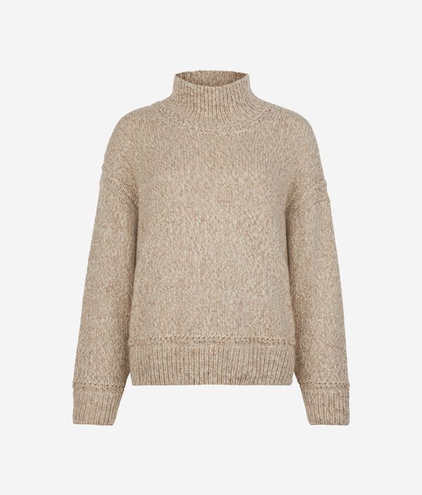 Джемпер с воротником-воронкой из ультрамягкого неокрашенного кашемирового трикотажа