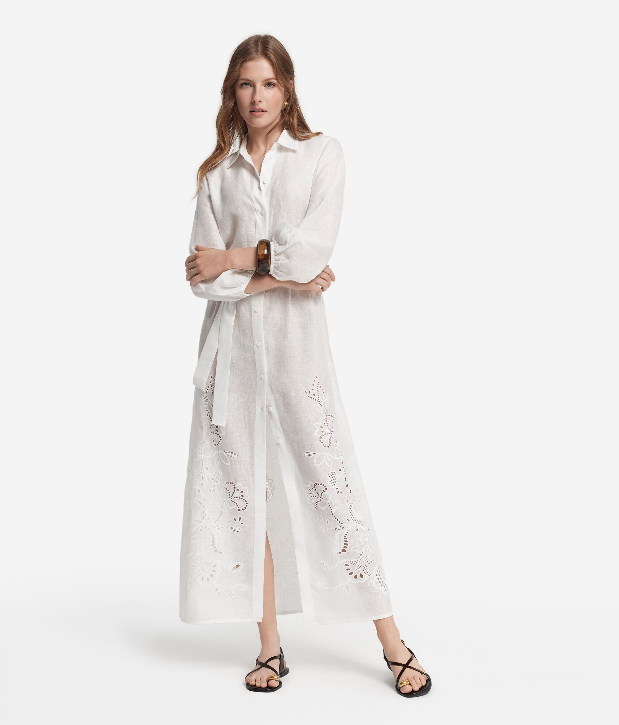 Embroidered linen dress