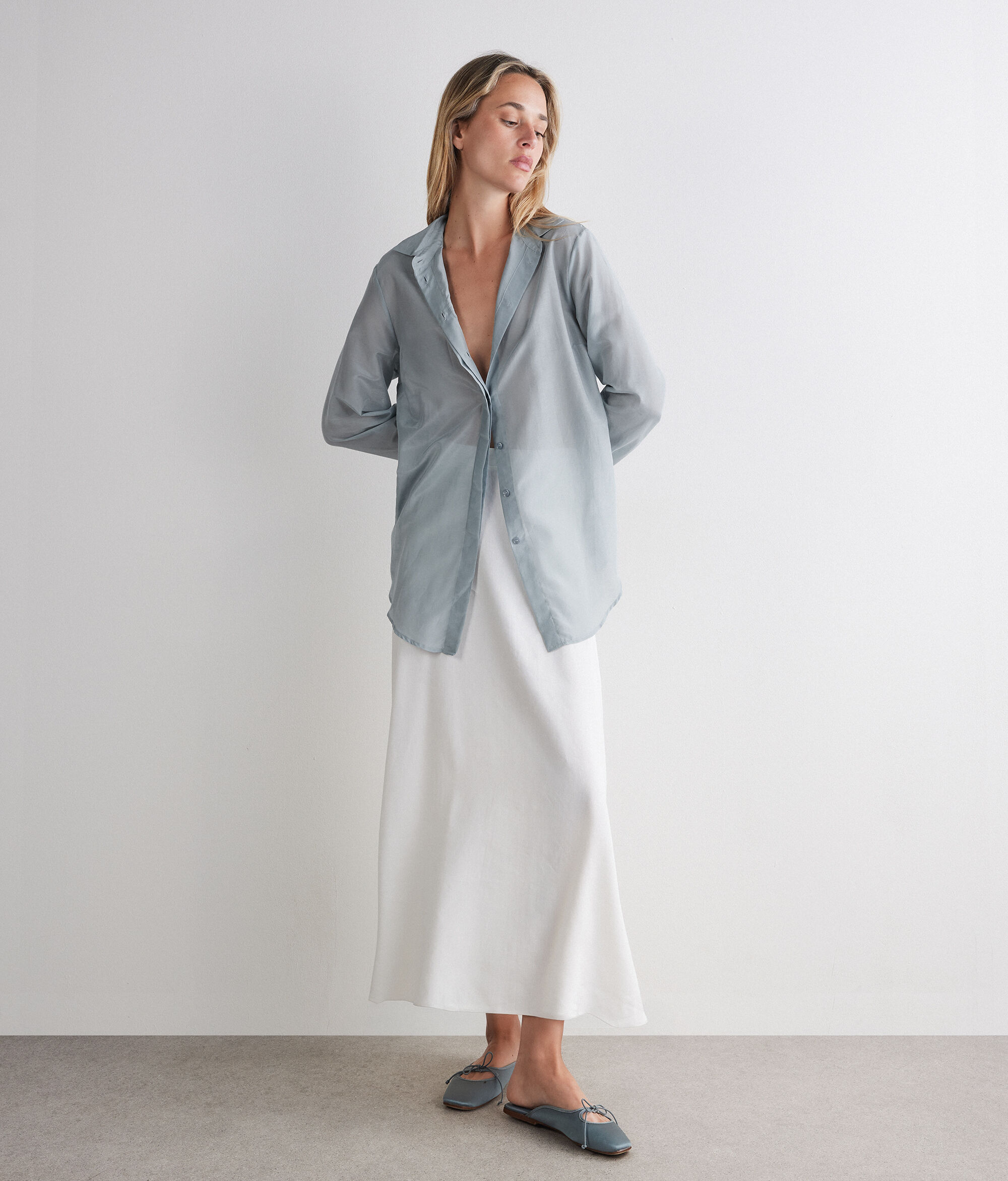 Cotton Muslin Collared Shirt