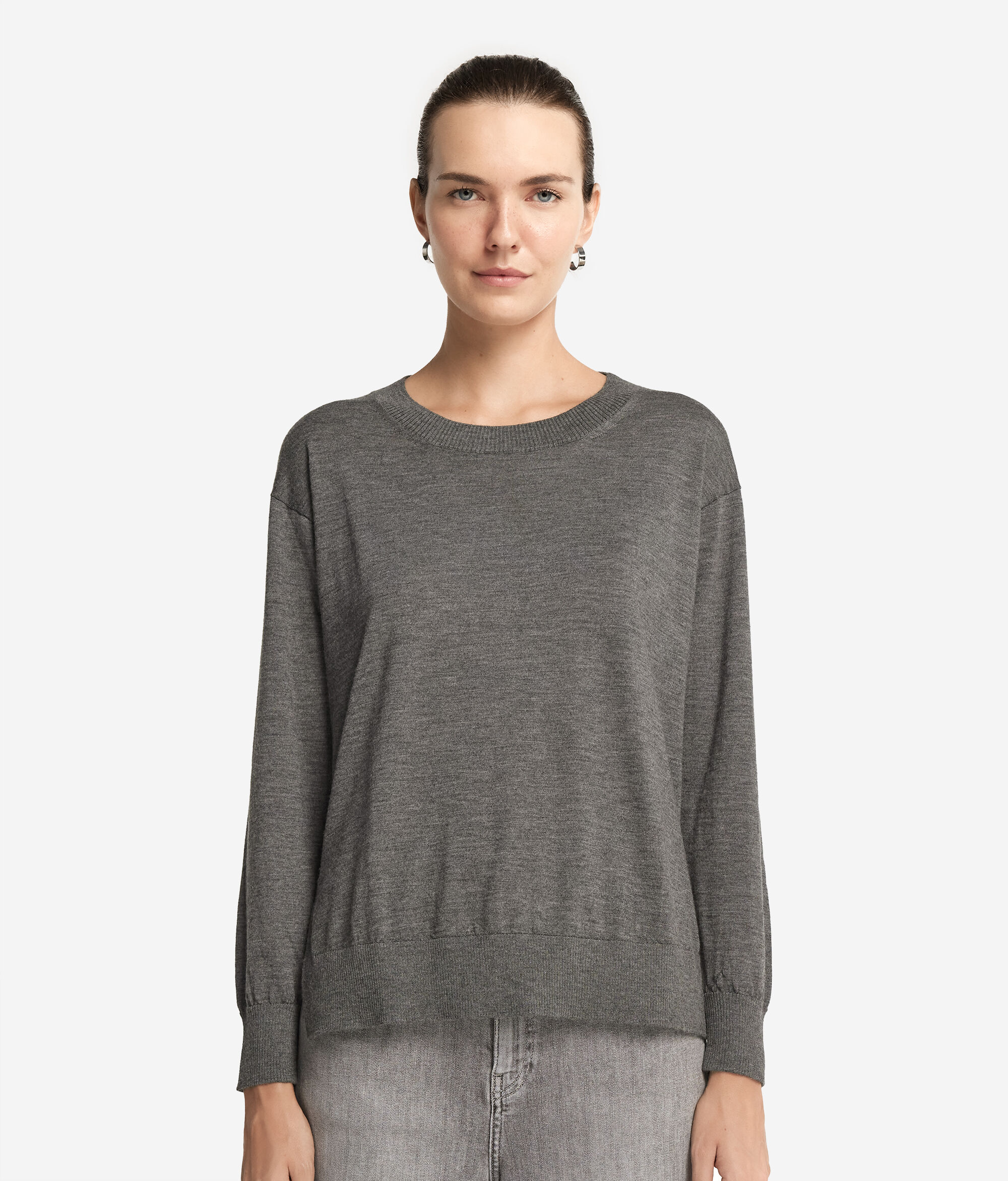 Maglia girocollo con spacchi in Cashmere Ultrafine