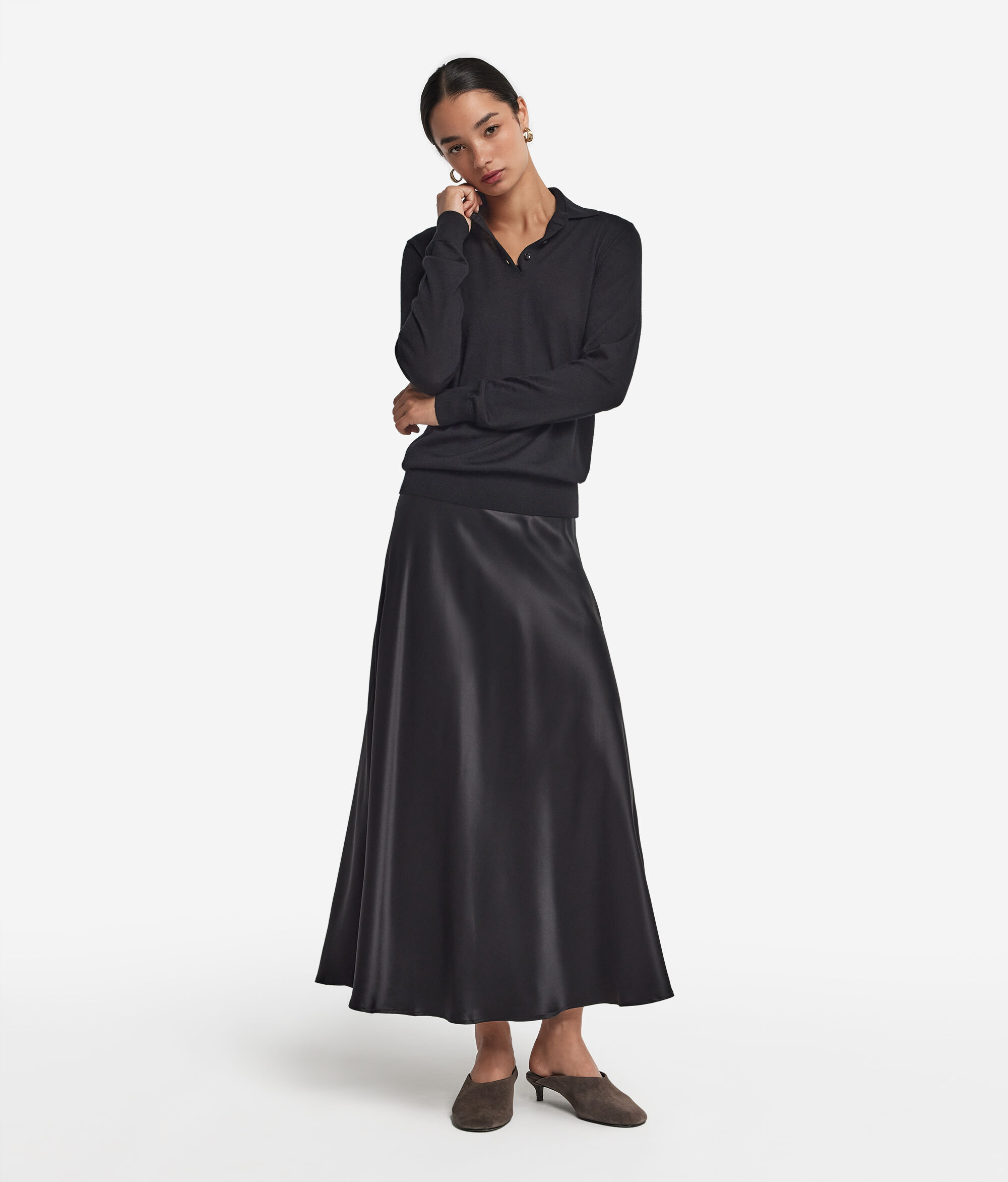 Long-sleeved polo shirt crafted in ultrafine cashmere
