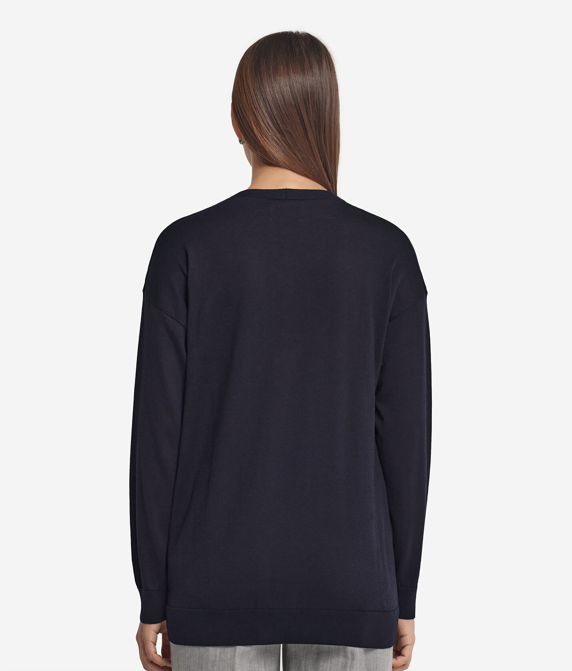 Long-Sleeve Silk Cotton Blend Cardigan