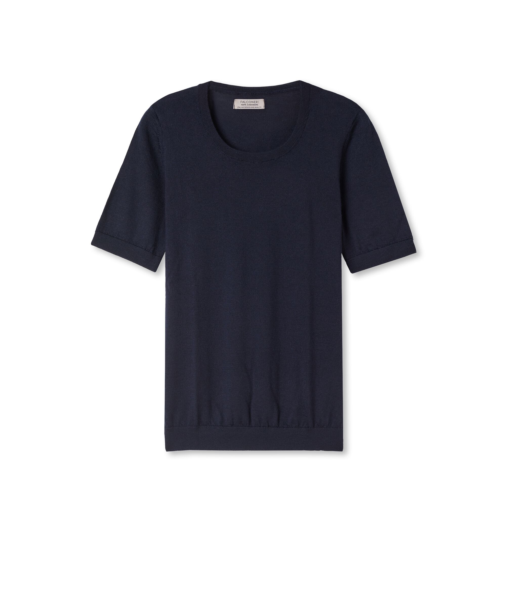 Maglia Girocollo Maniche Corte in Cashmere Ultrafine