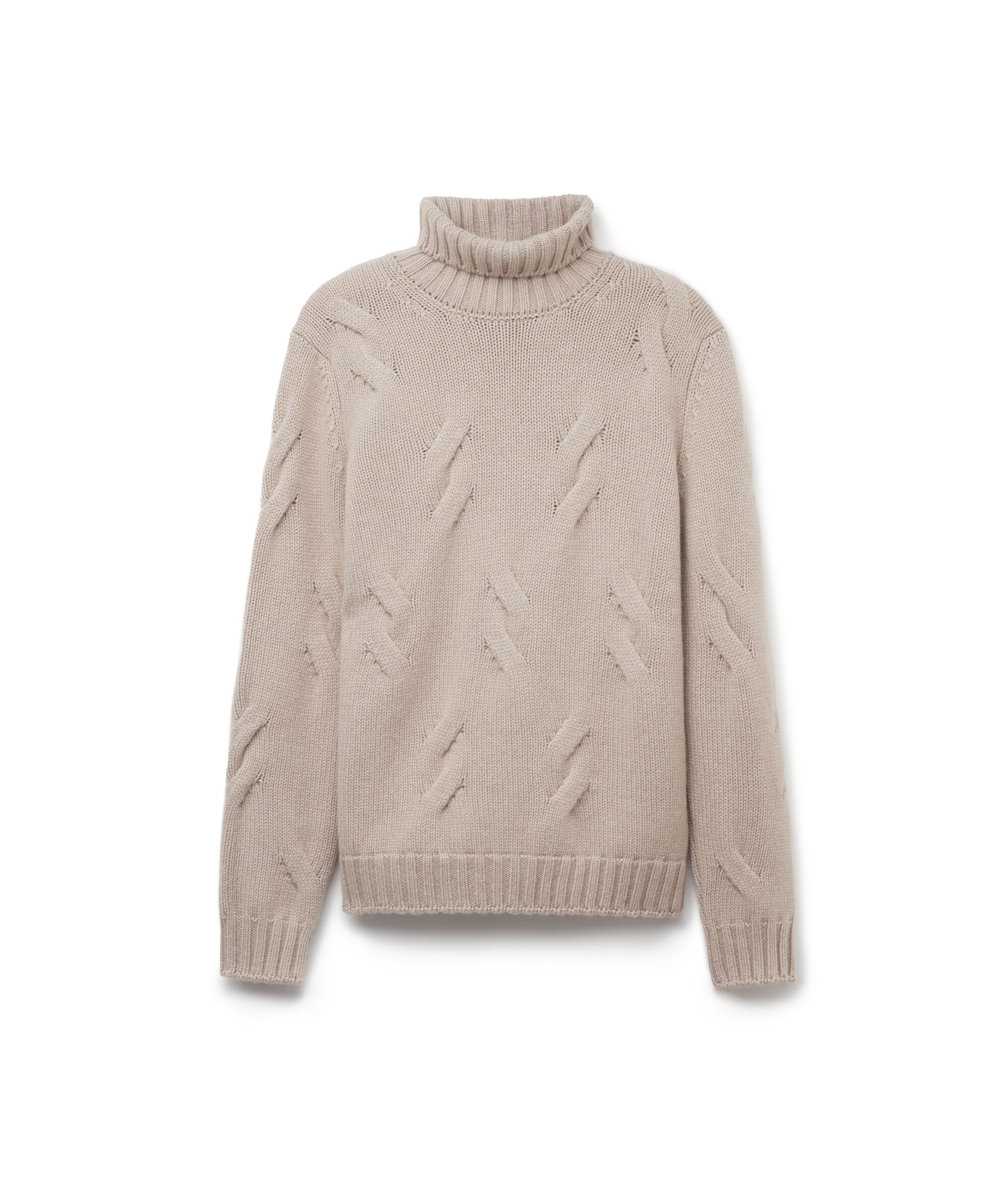 Cashmere Turtleneck Jumper with Cable Pattern