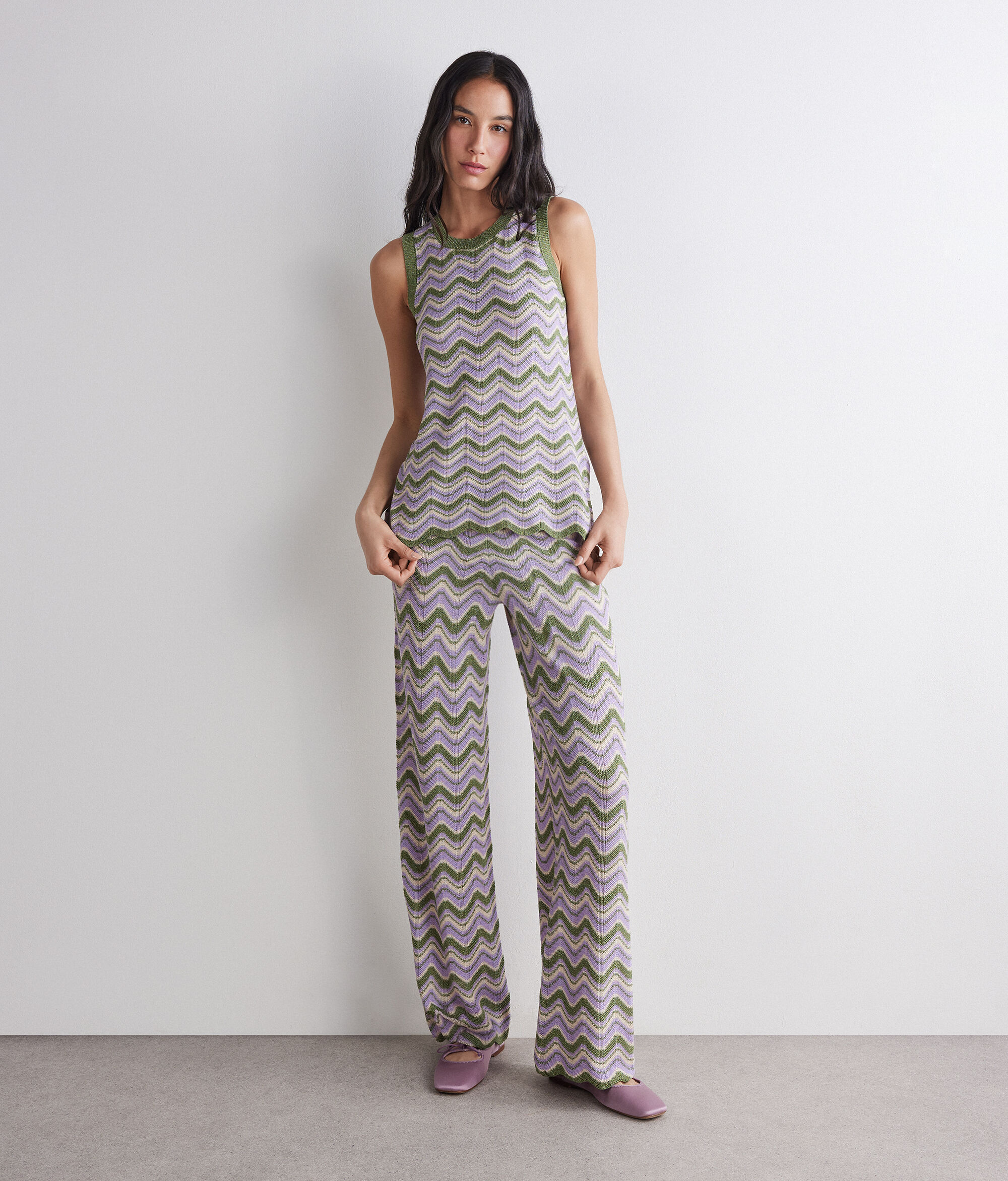 Chevron lamé tank top