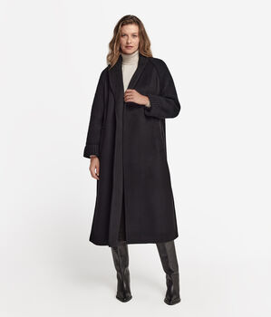 Abrigo de cashmere con manga de punto