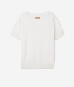 Κοντομάνικη Μπλούζα με Λαιμόκοψη V από Silk Cotton