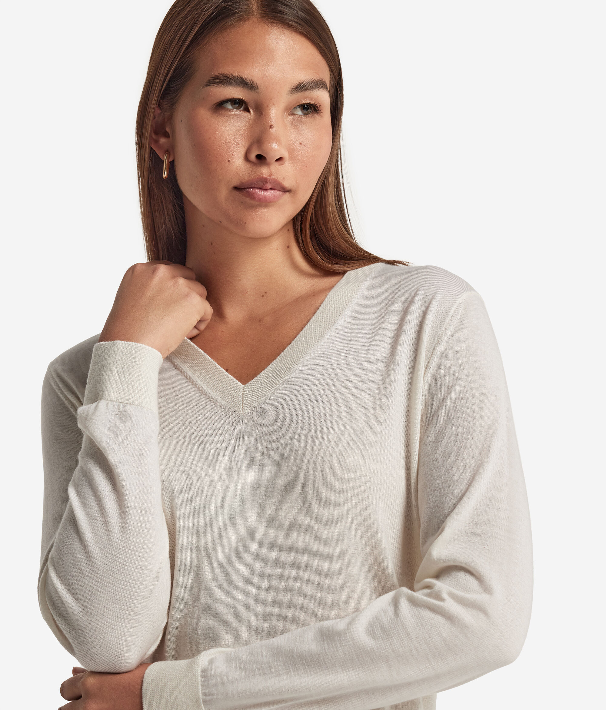 Pull à col V en cachemire ultra-fin