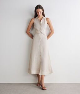 Abito con incrocio in lino - NUDE - DAC510A_color_8176