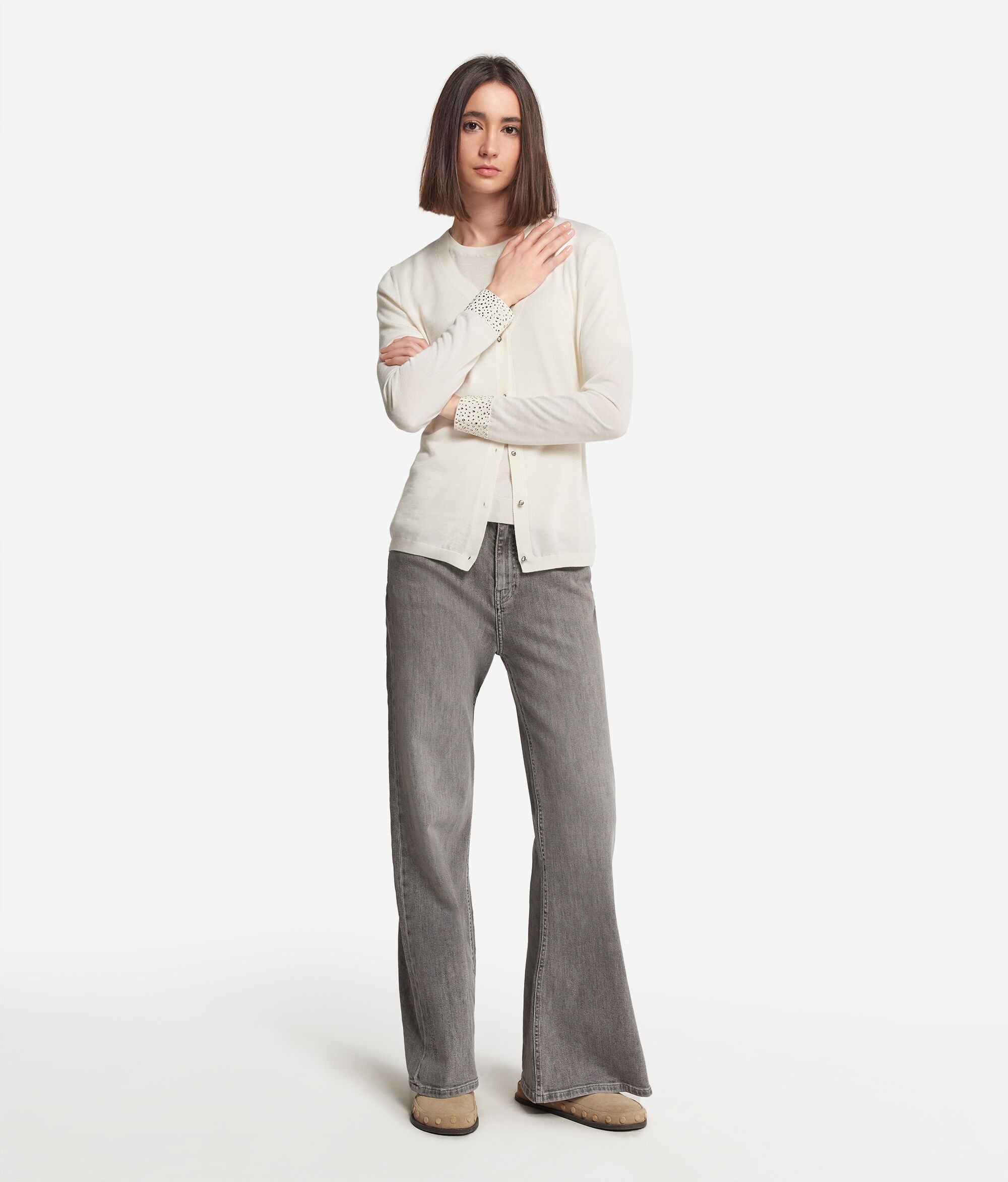 Ultrafine Cashmere Sweater with Rhinestones