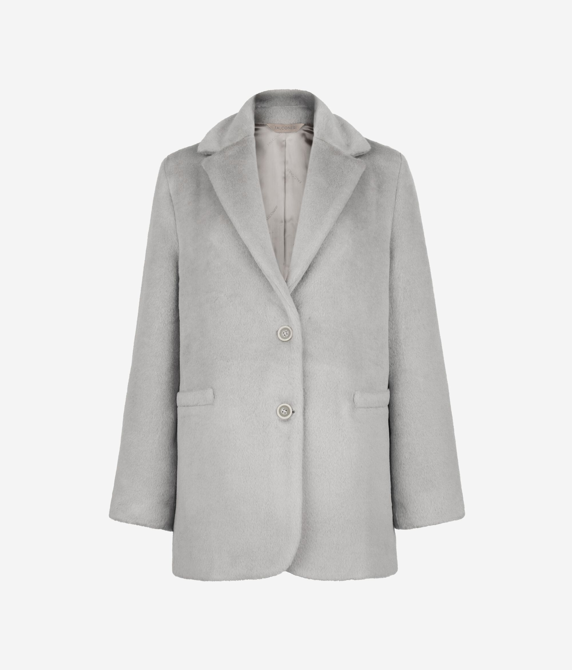 Teddy-effect alpaca wool coat