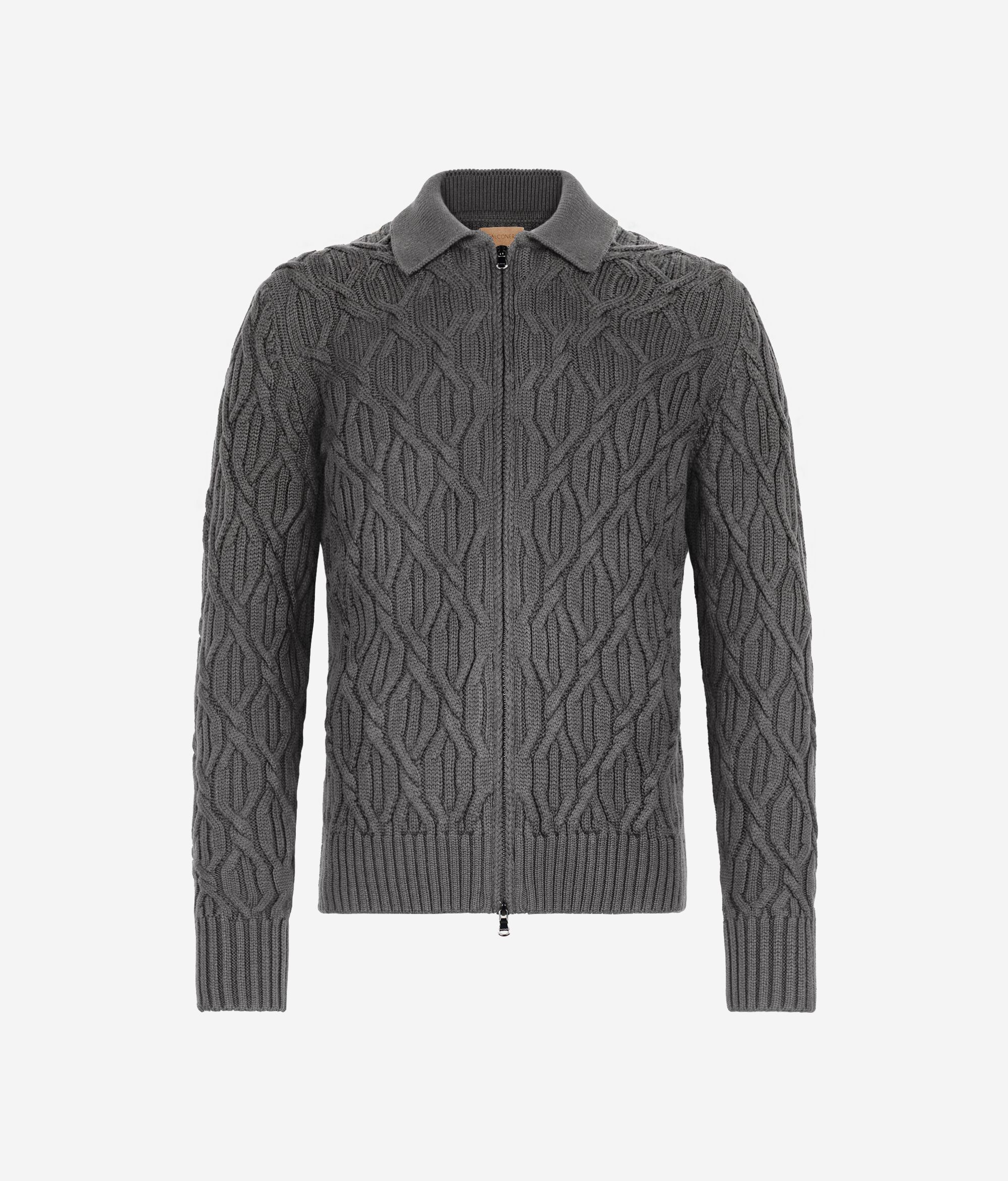 Cardigan en laine à torsades