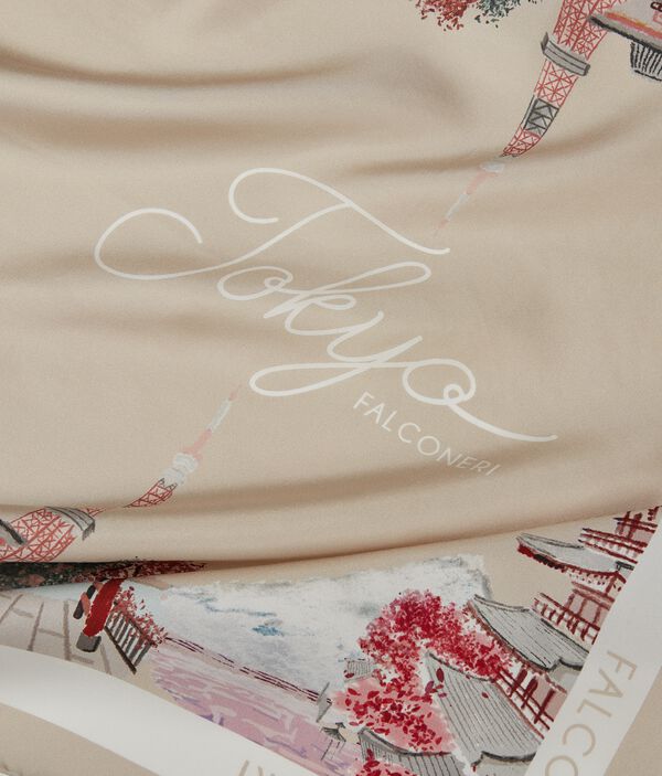 Платок «Города» из шелка