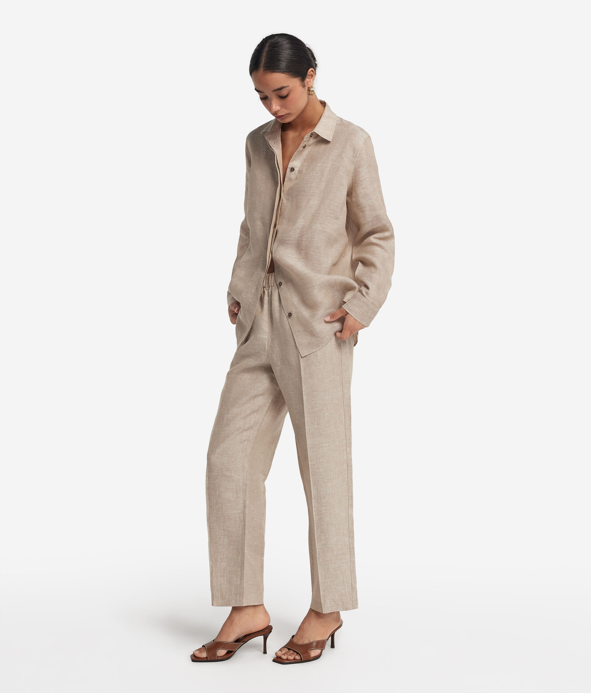 Long-Sleeved Linen Shirt
