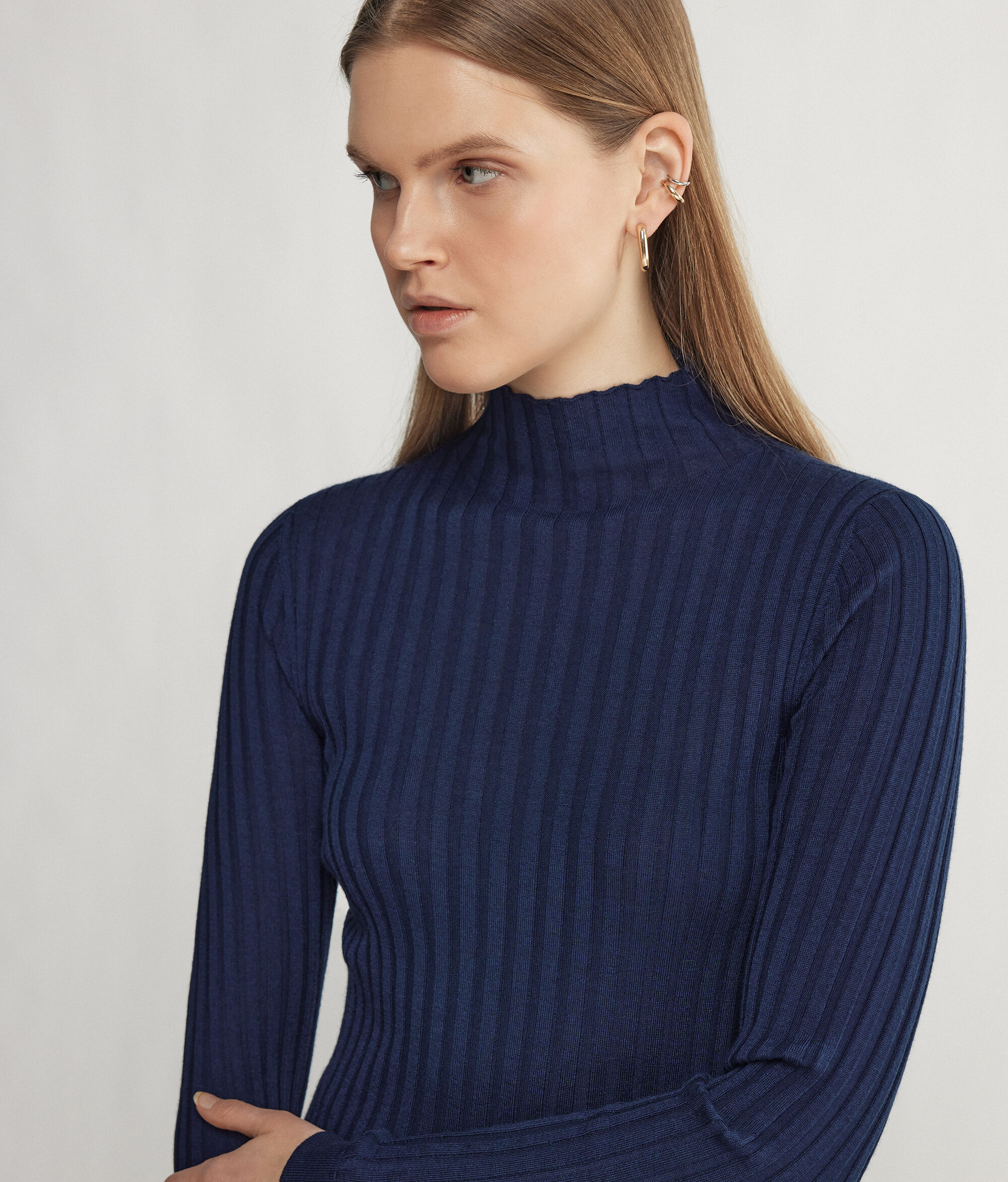 Rollkragenpullover aus flach geripptem Kaschmir Ultrafine