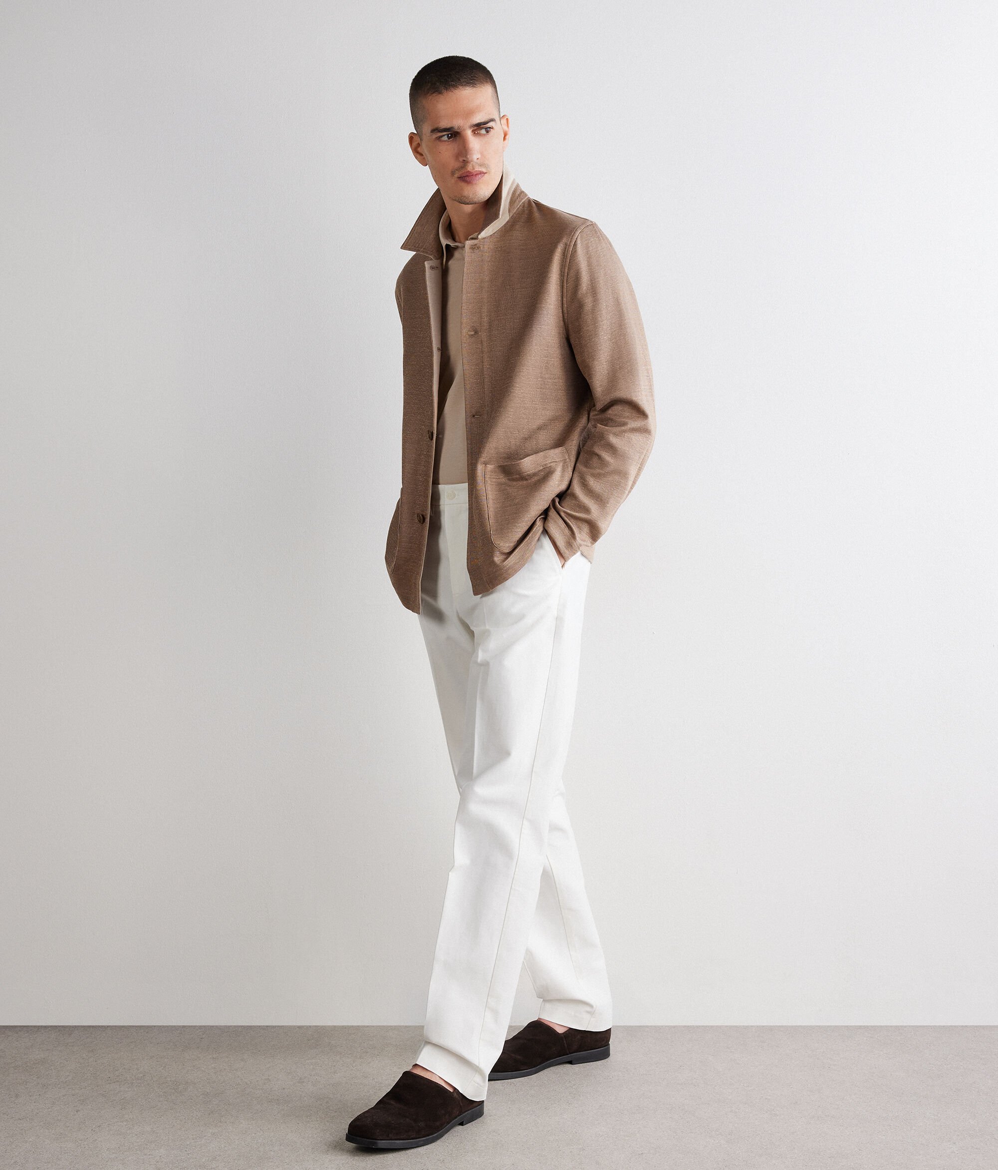 Giacca camicia in cotone lino reversibile