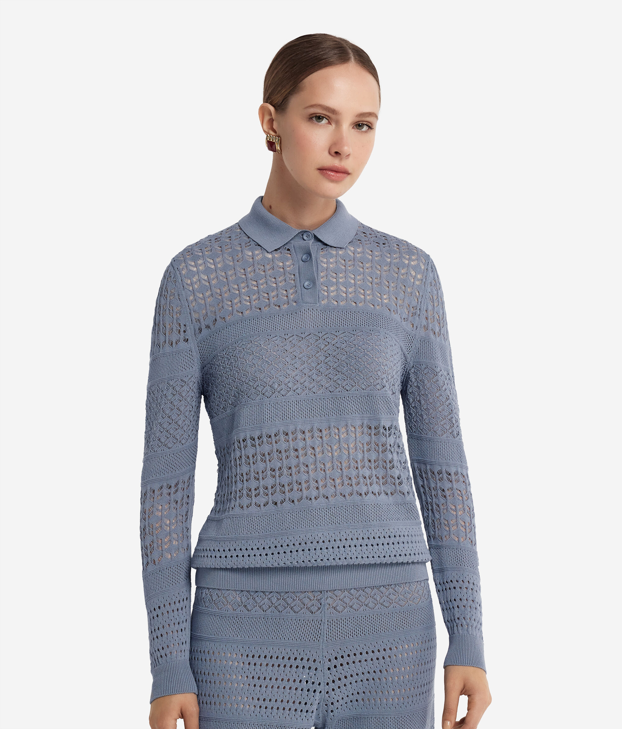 Polo en coton effet crochet