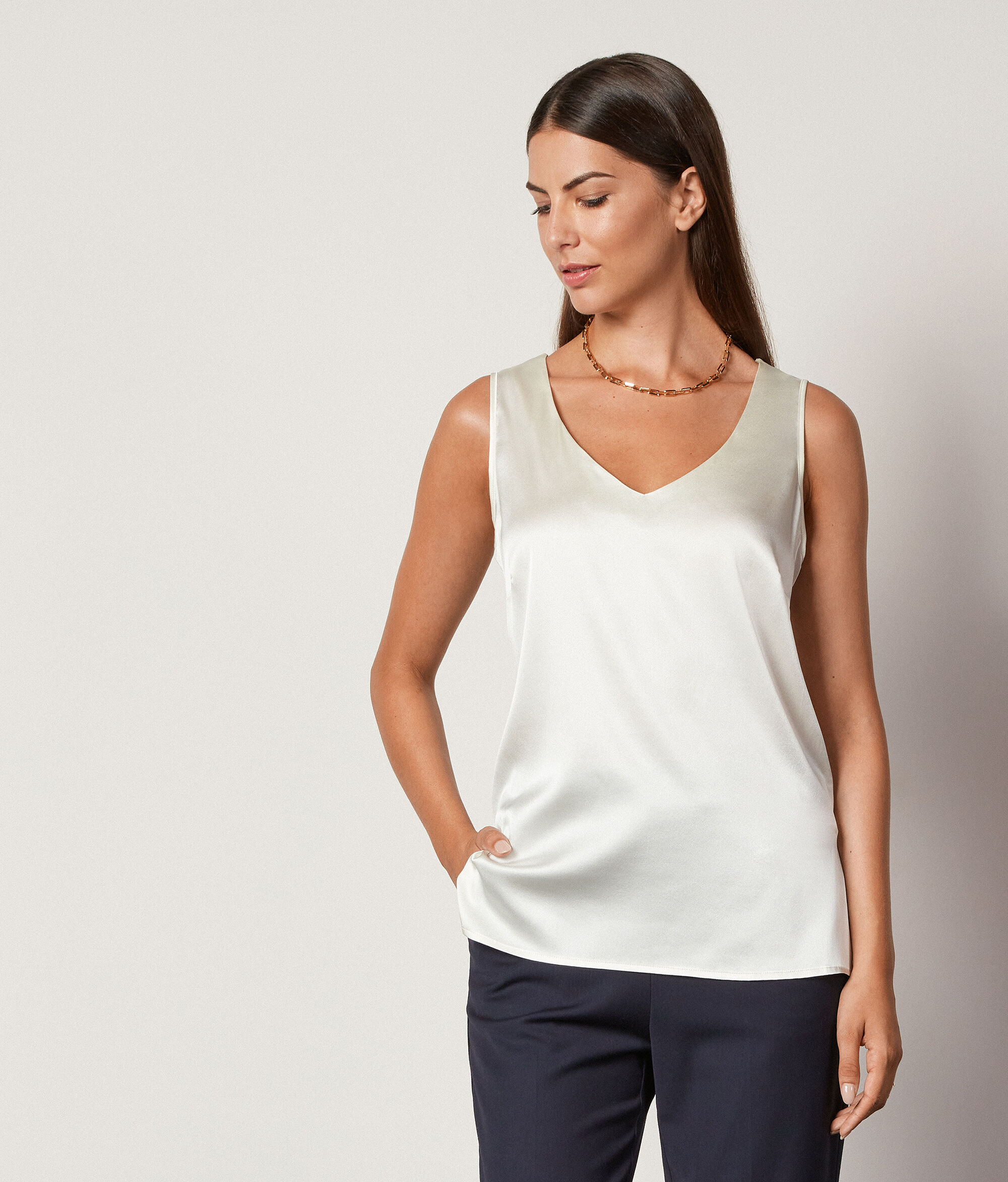 Silk V-Neck Tank Top