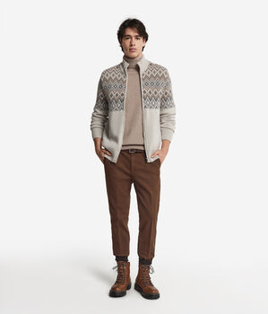 Gilet à fermeture éclair en cachemire jacquard