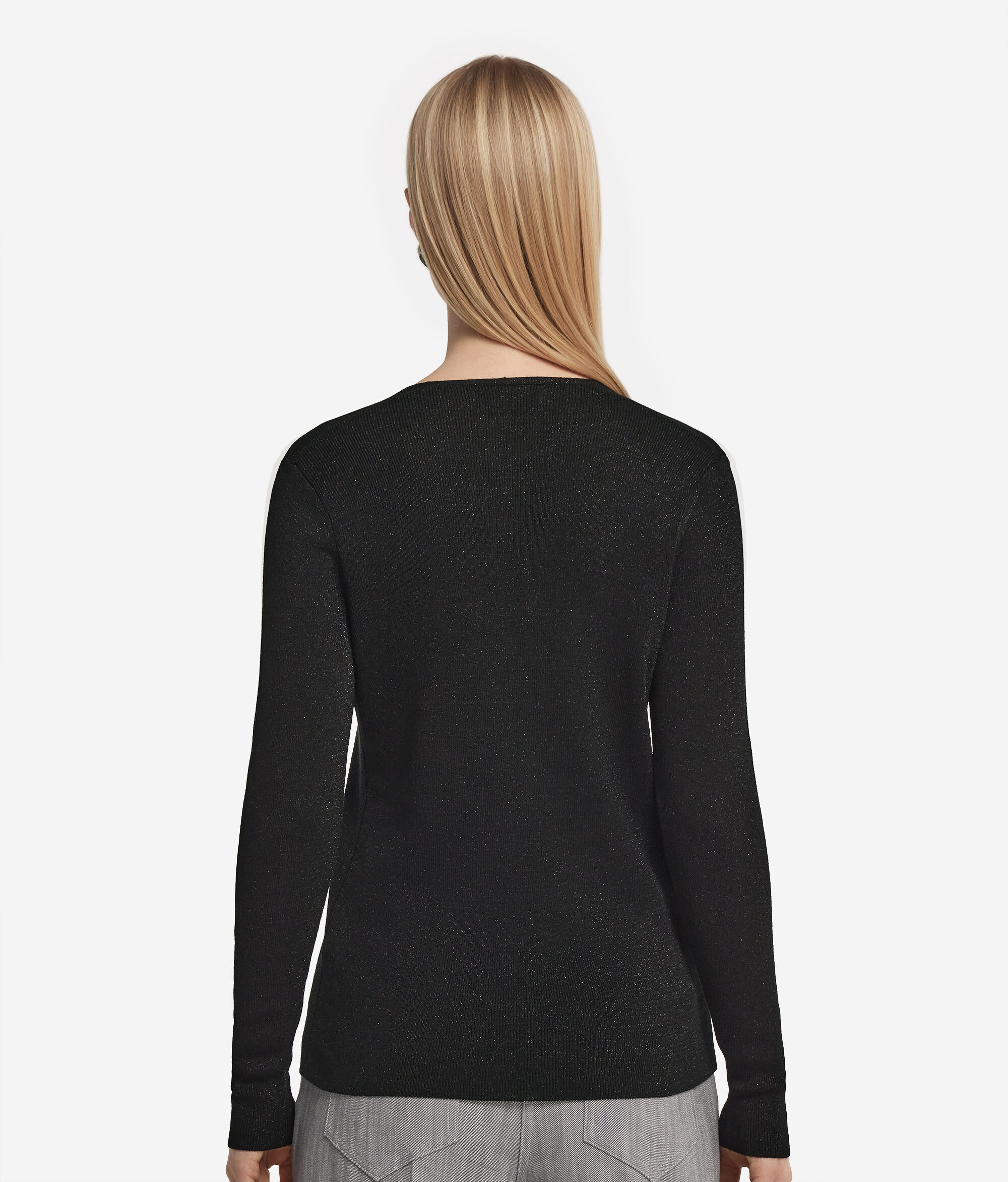 Lamé-Strickjacke mit Bändchen