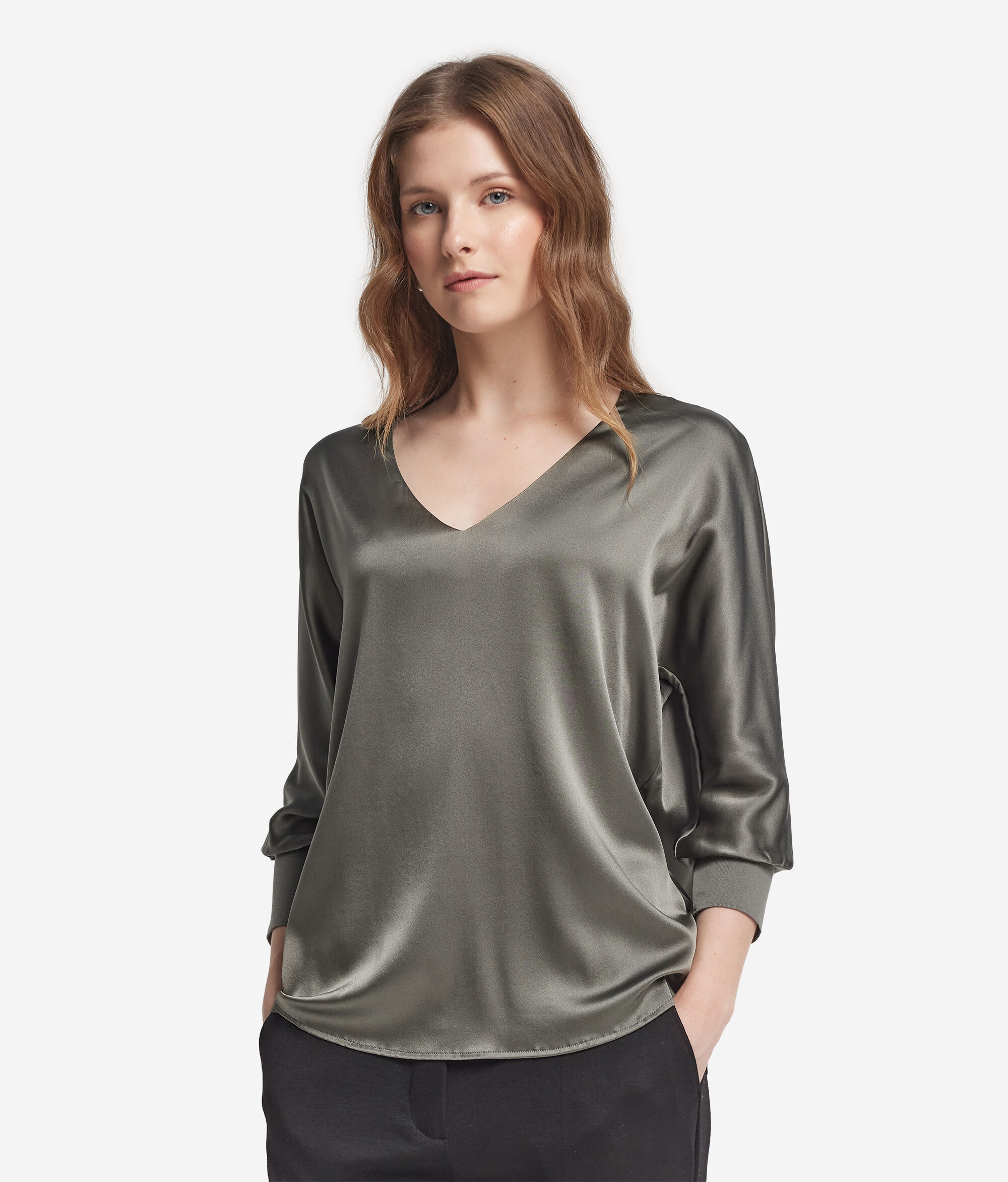 Blusa Scollo a V in Seta
