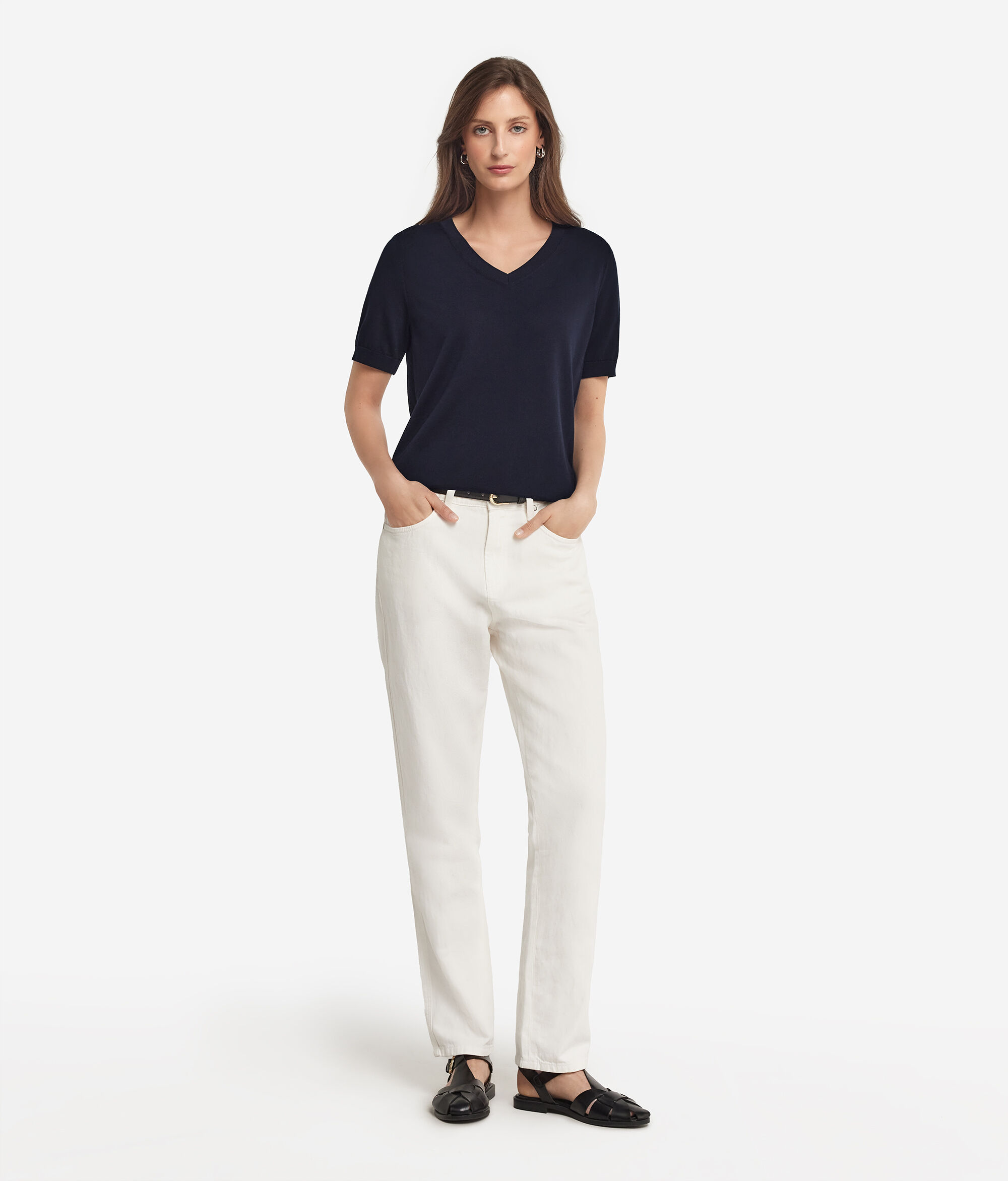 T-Shirt Scollo V Cotone