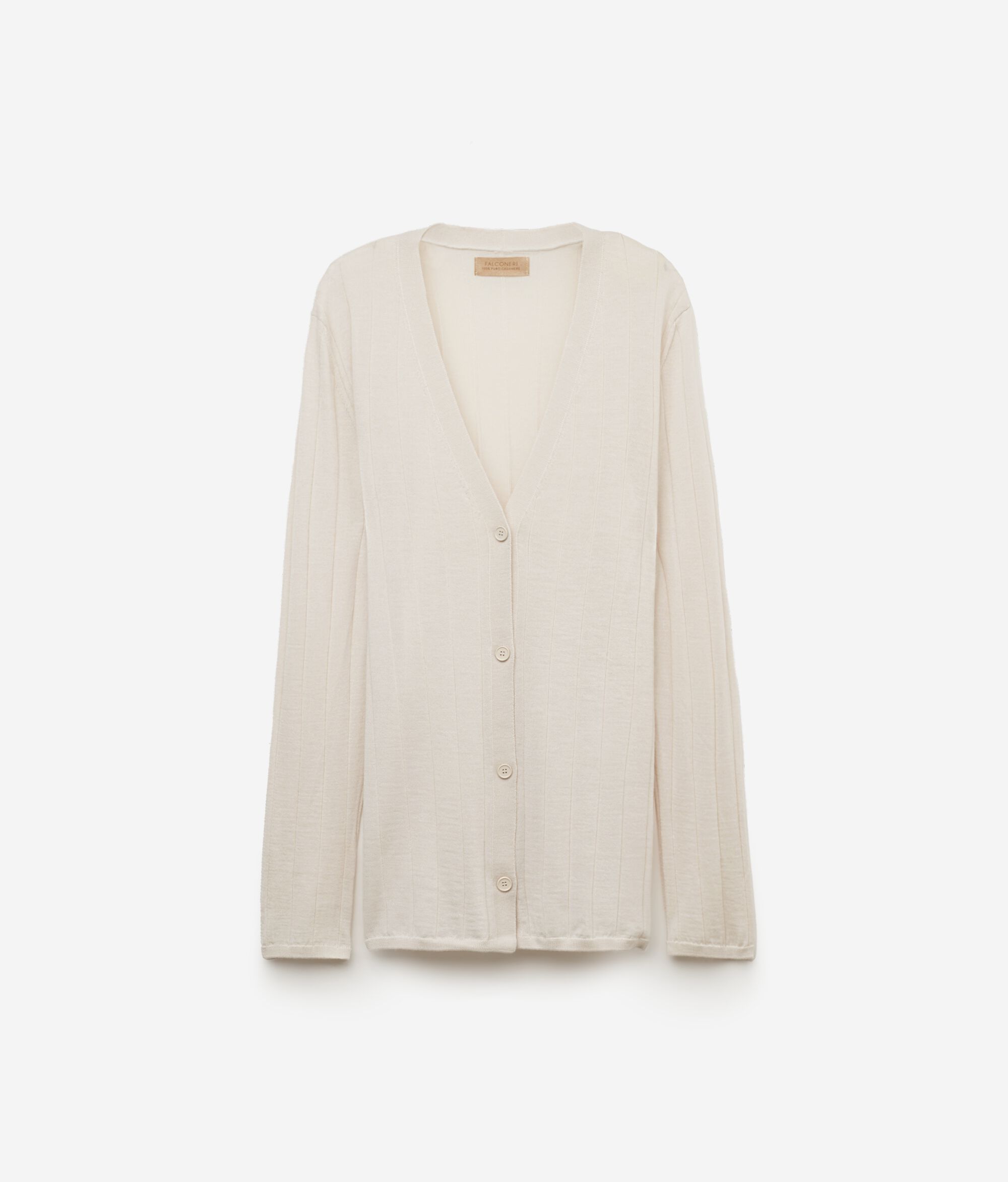 V-neck Wide Rib Ultrafine Cashmere Cardigan