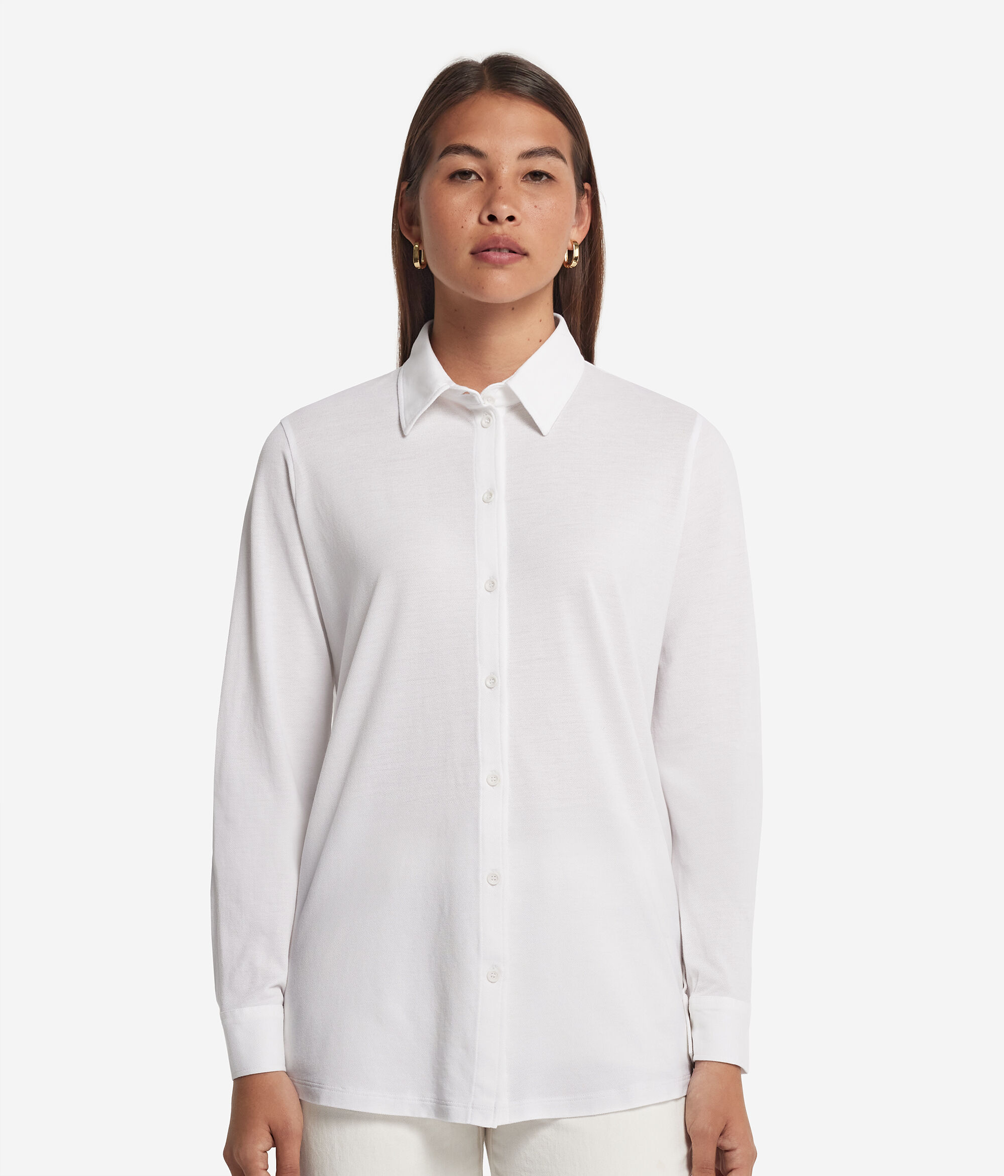 Cotton and Silk Long-Sleeved Piqué Shirt
