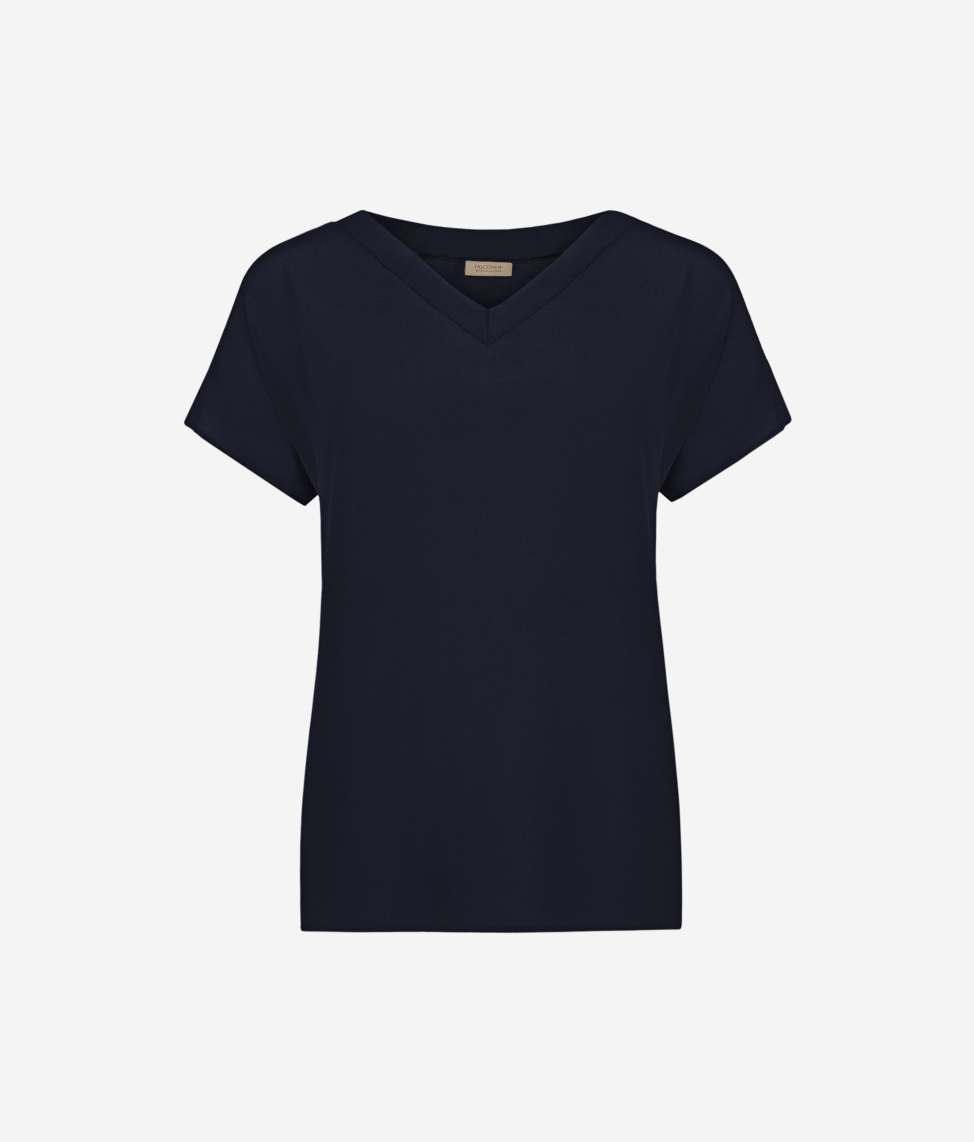 Jedwabny t-shirt z dekoltem w serek kimono