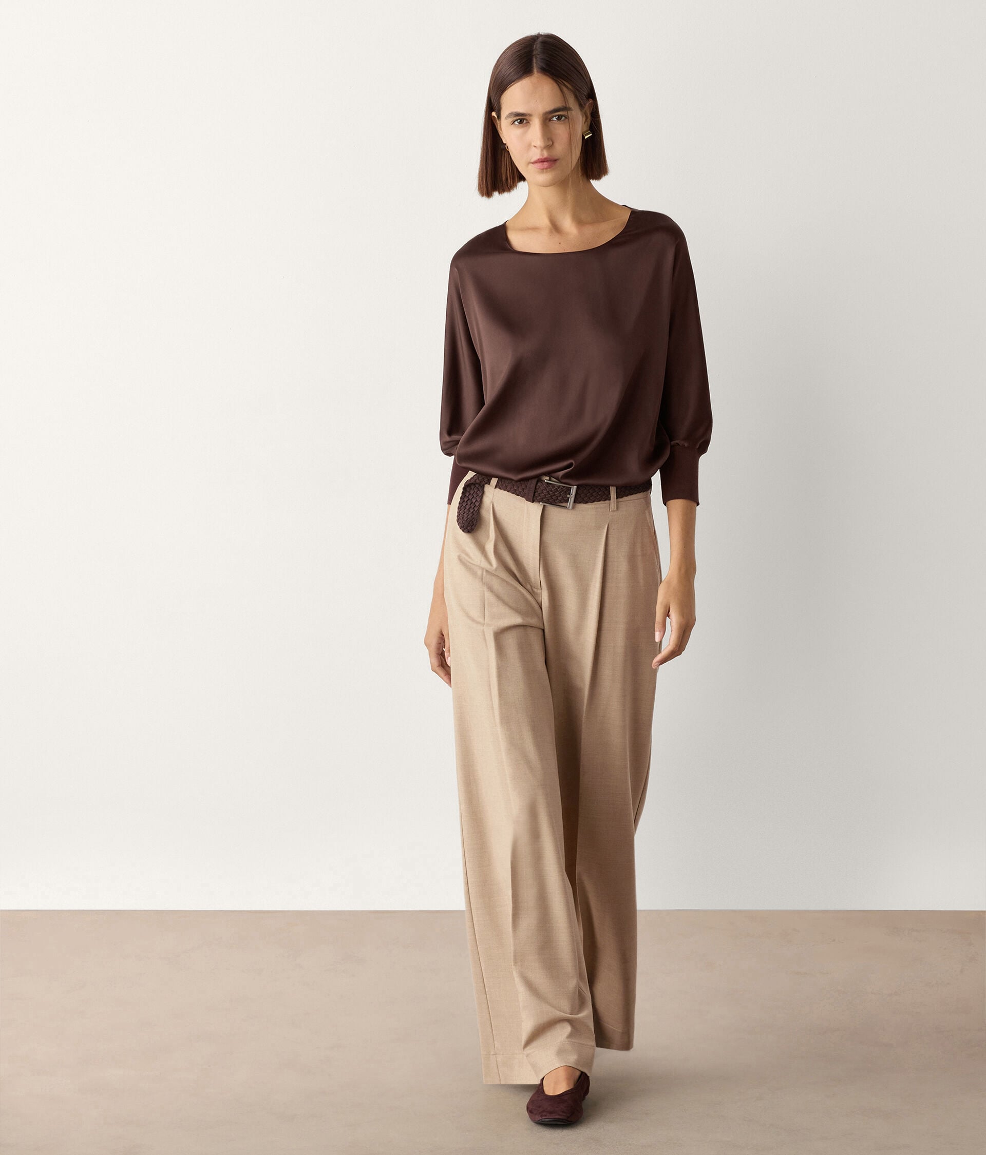 Round-Neck Silk Satin Jumper