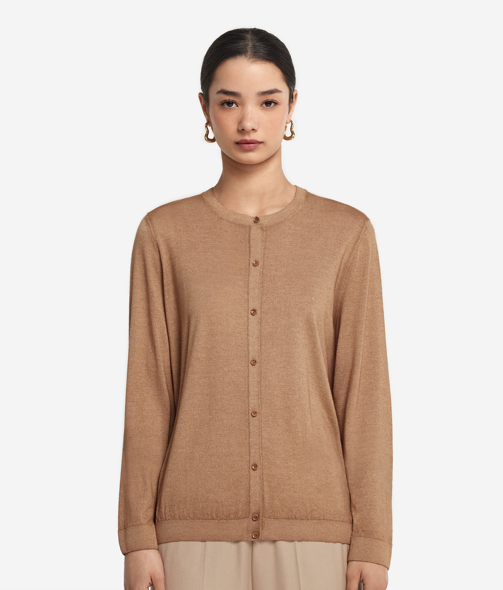 Gilet femme à col rond en cachemire ultra-fin