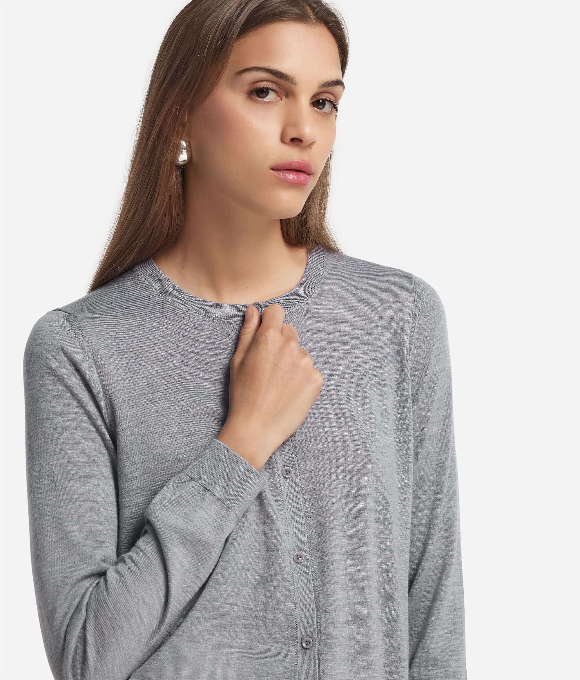 Gilet femme à col rond en cachemire ultra-fin