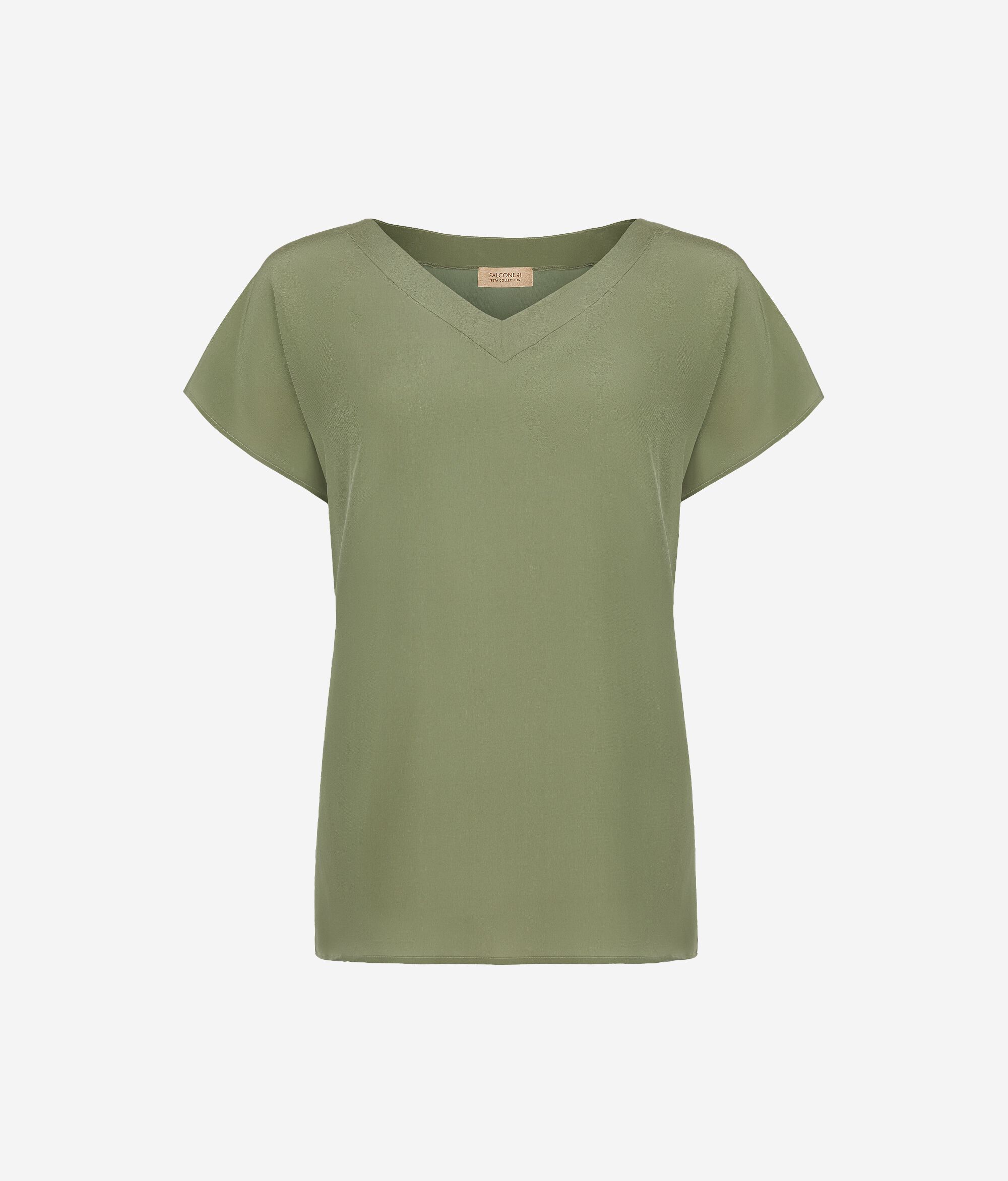 V-Neck Silk Kimono T-Shirt