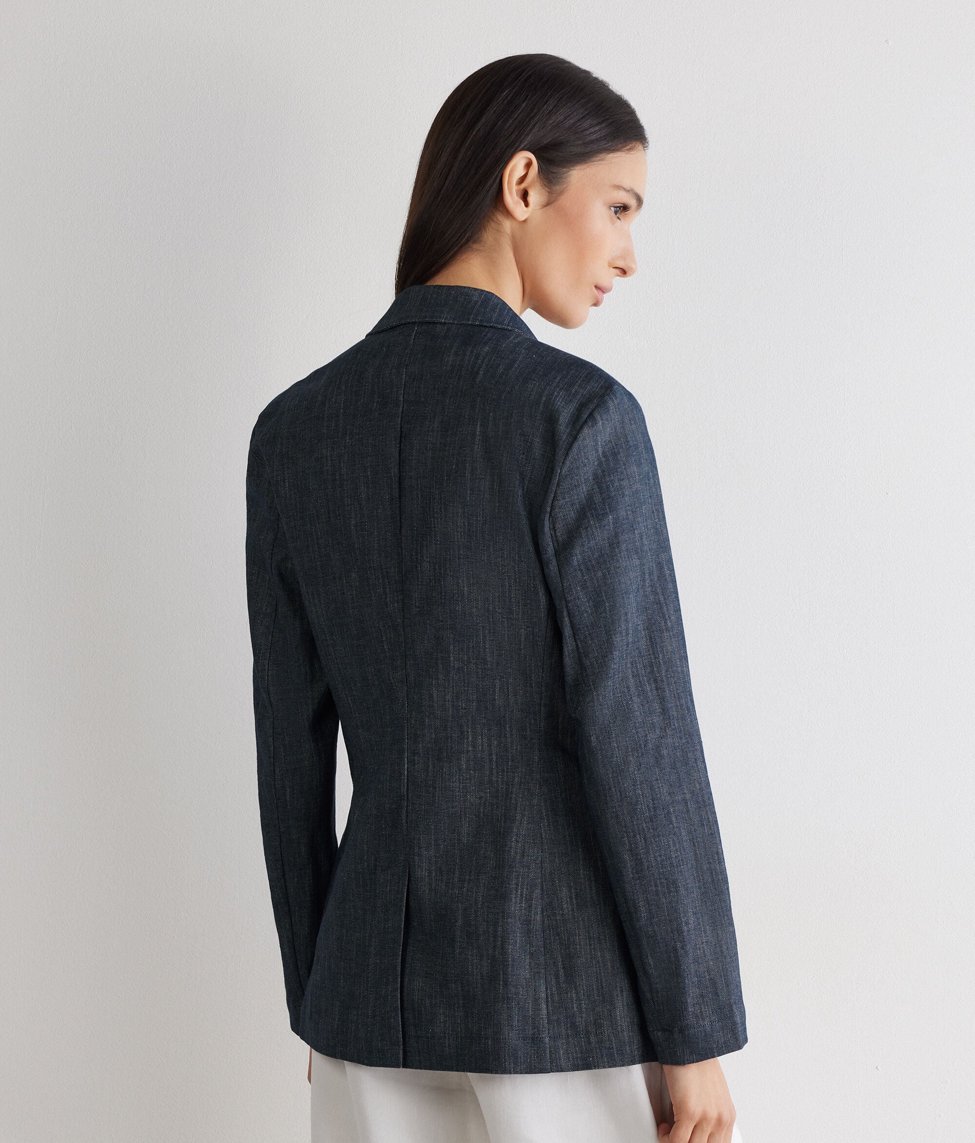 Denim effect shot cotton jacket