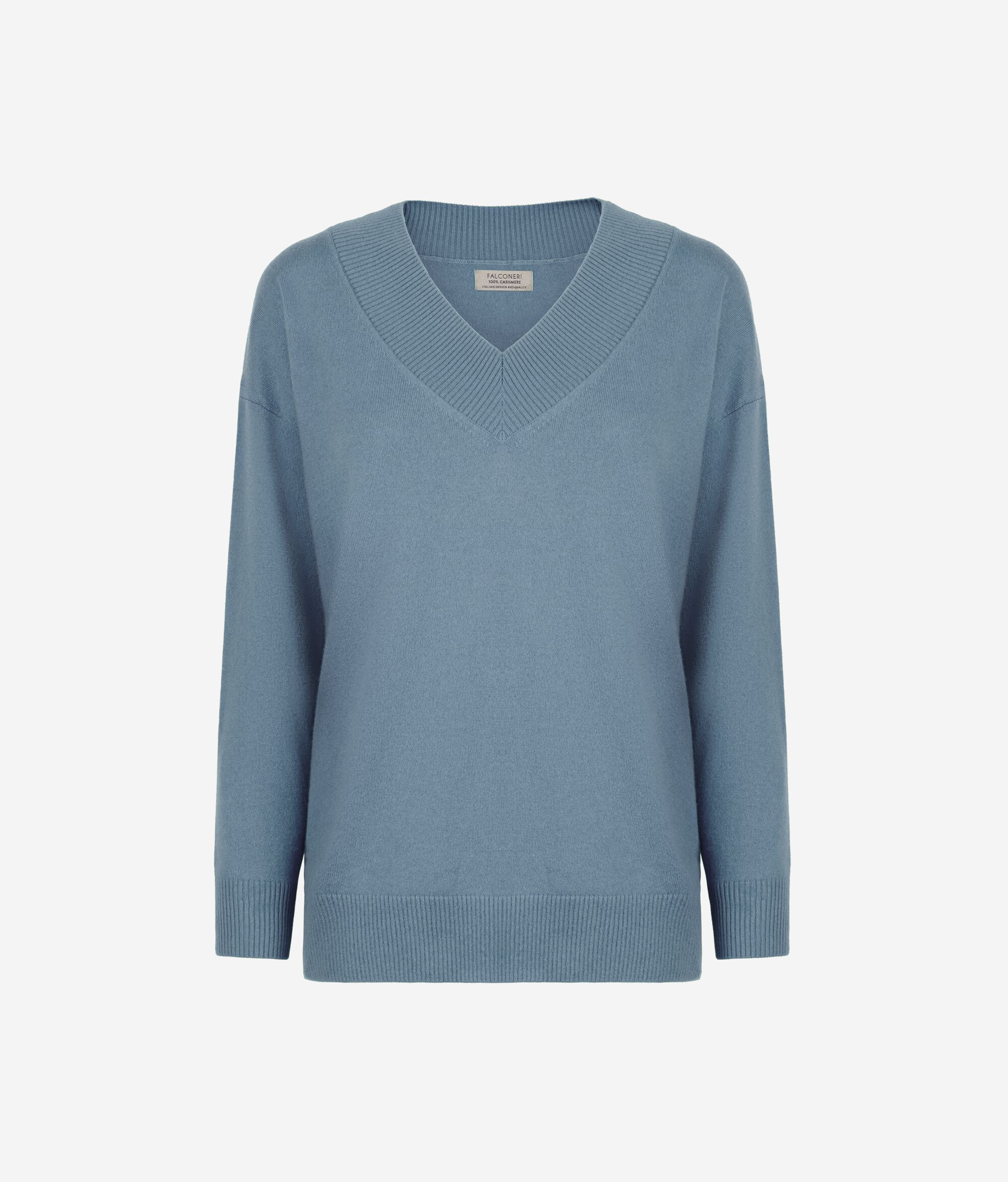Maxi-Pullover aus Kaschmir Ultrasoft mit V-Ausschnitt