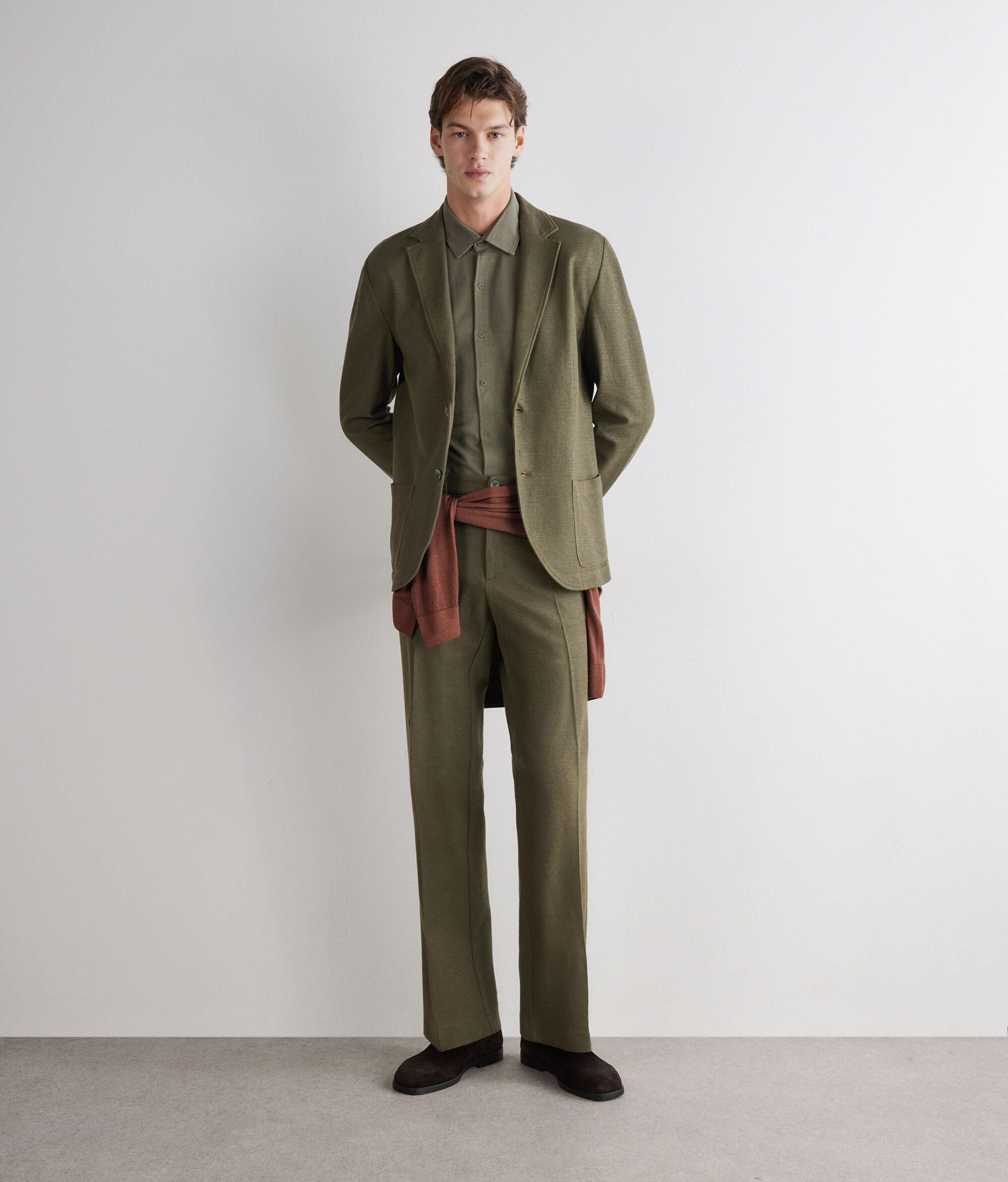 Blazer aus Leinen und Baumwolle mit Waffelmuster