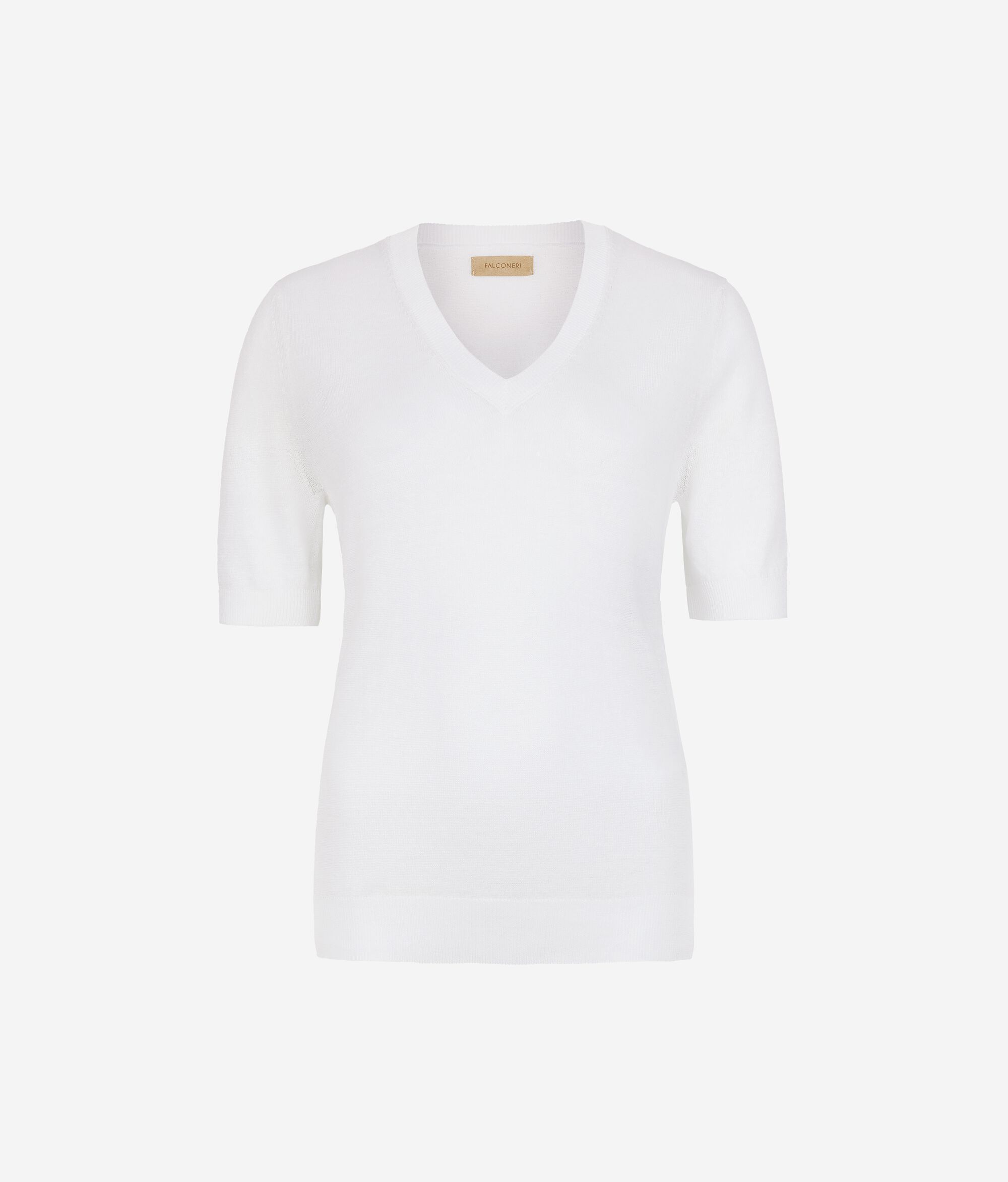 V Neck T-Shirt in Linen and Cotton