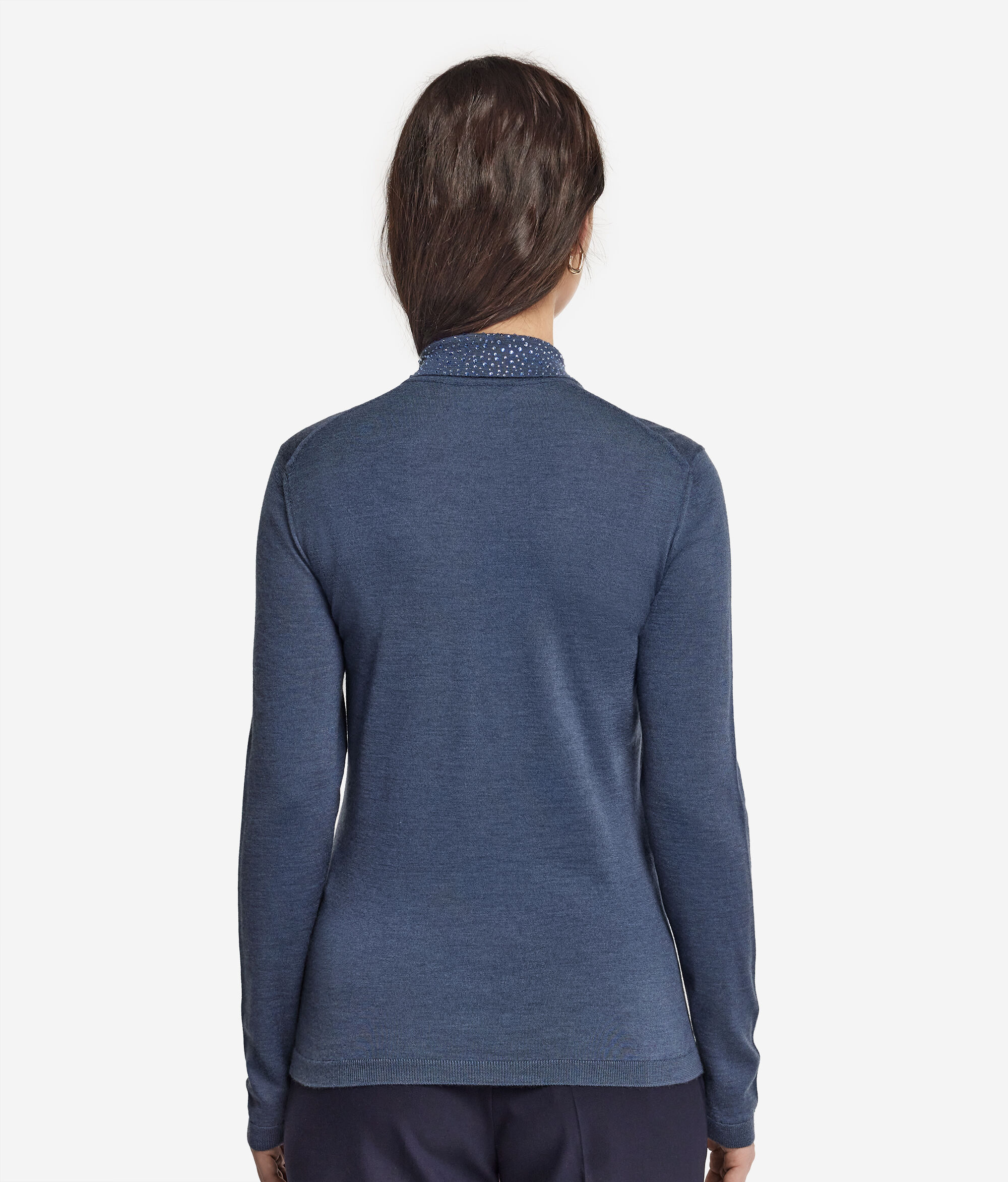 Джемпер - поло из ультратонкого кашемира со стразами