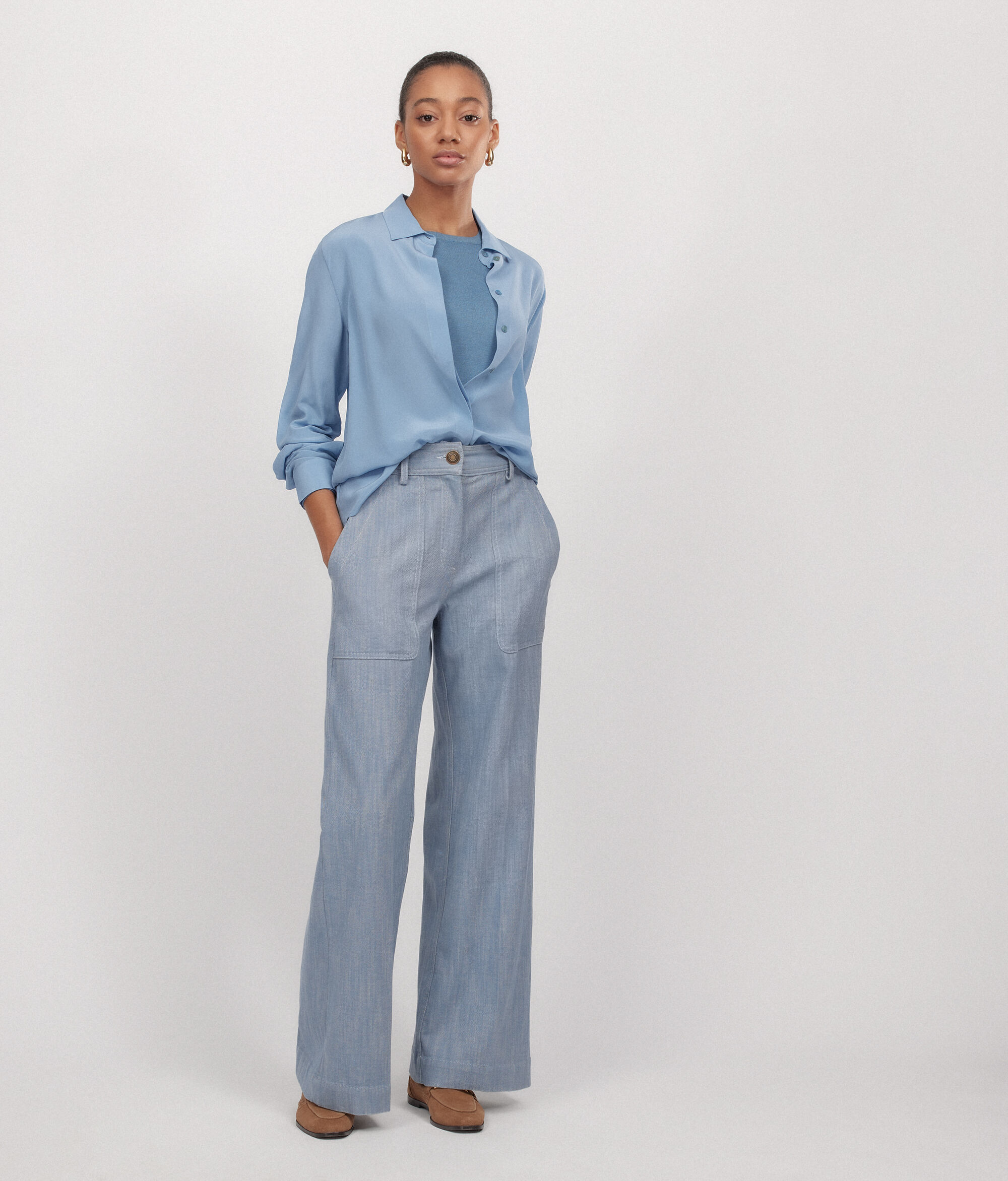 Silk Blouse with Small Collar